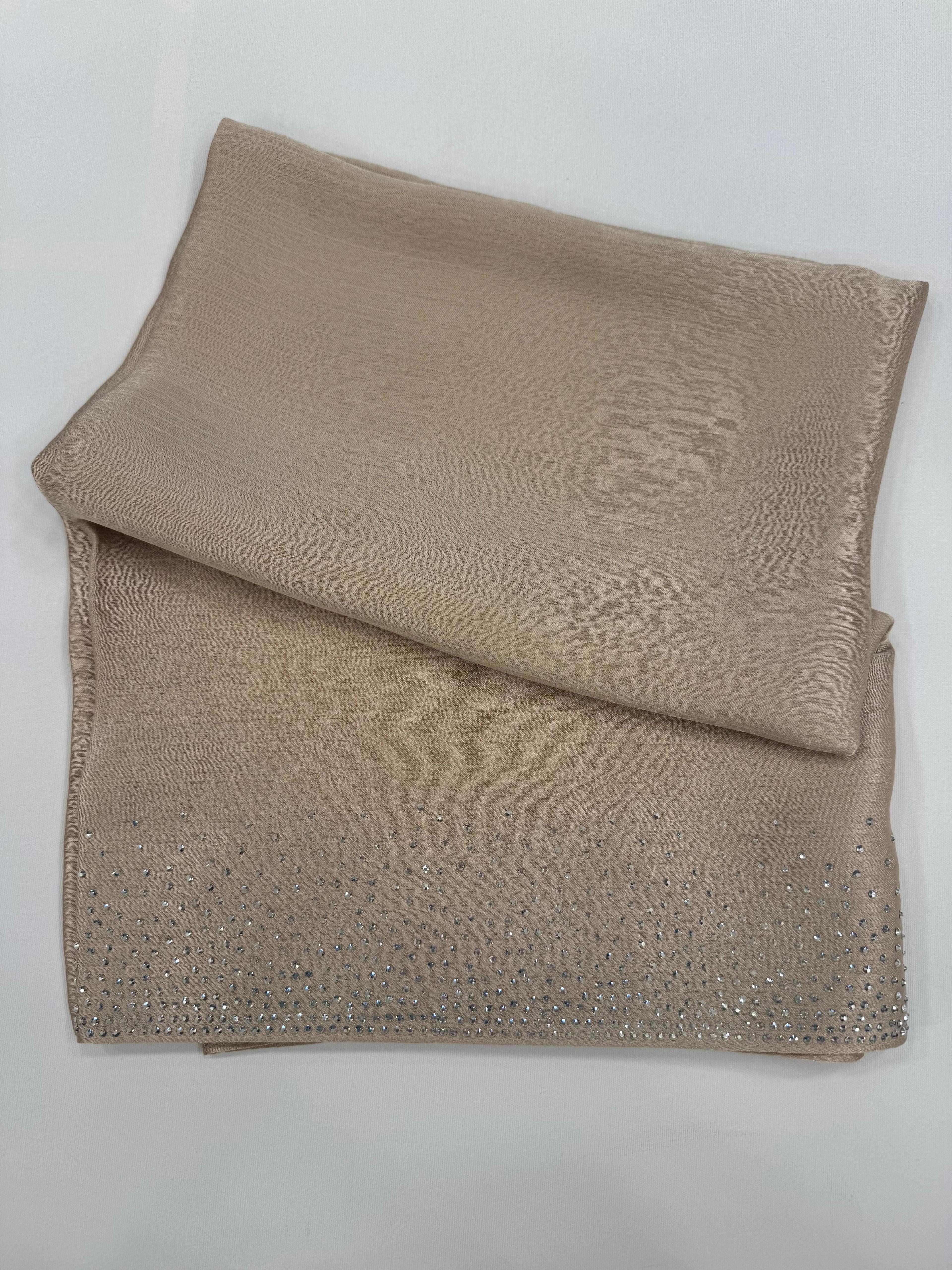 Kroren Parlak Taşlı Jan Jan Şal 7301-Bej