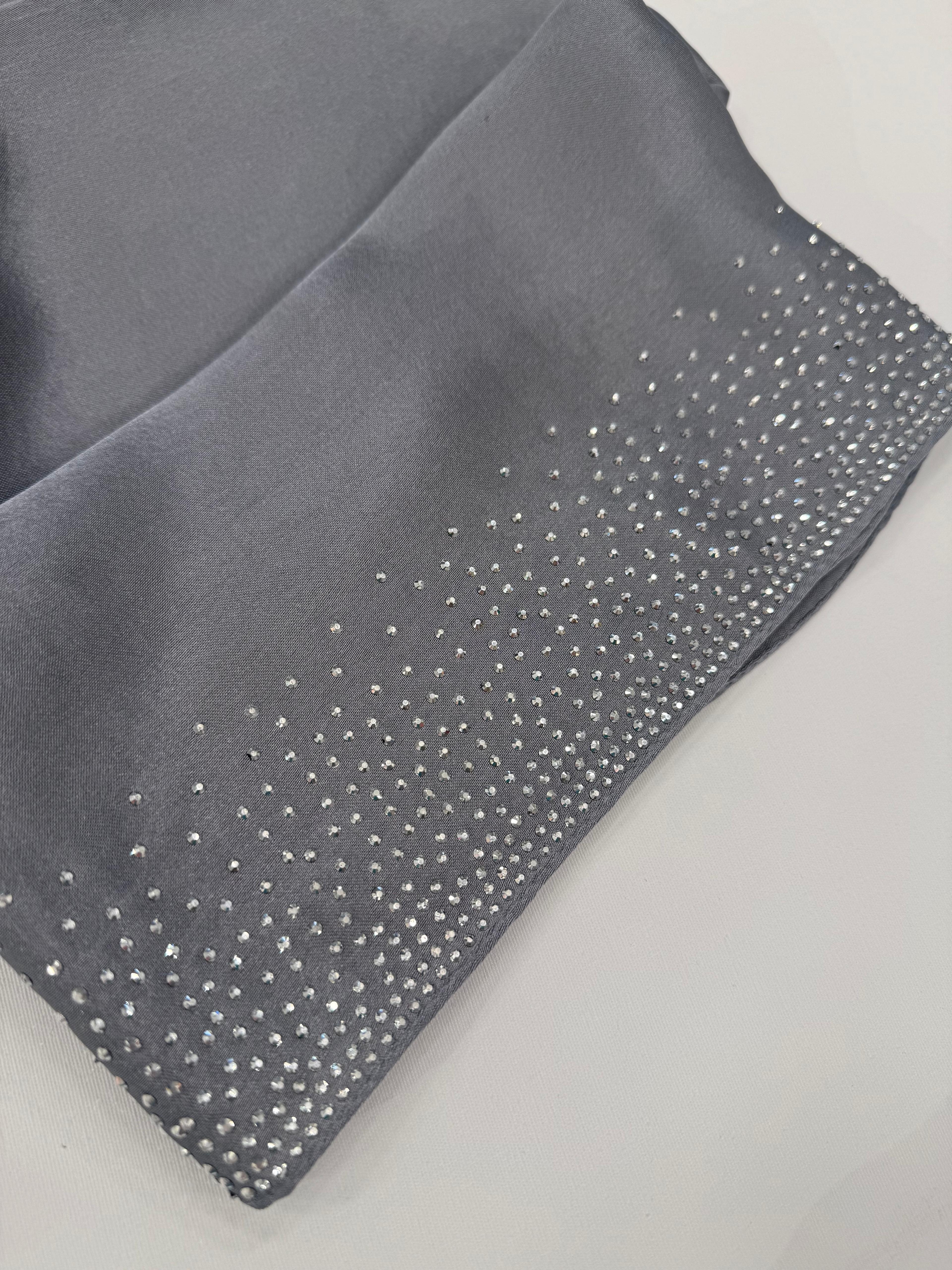 Kroren Parlak Taşlı Jan Jan Şal 7301-Gri