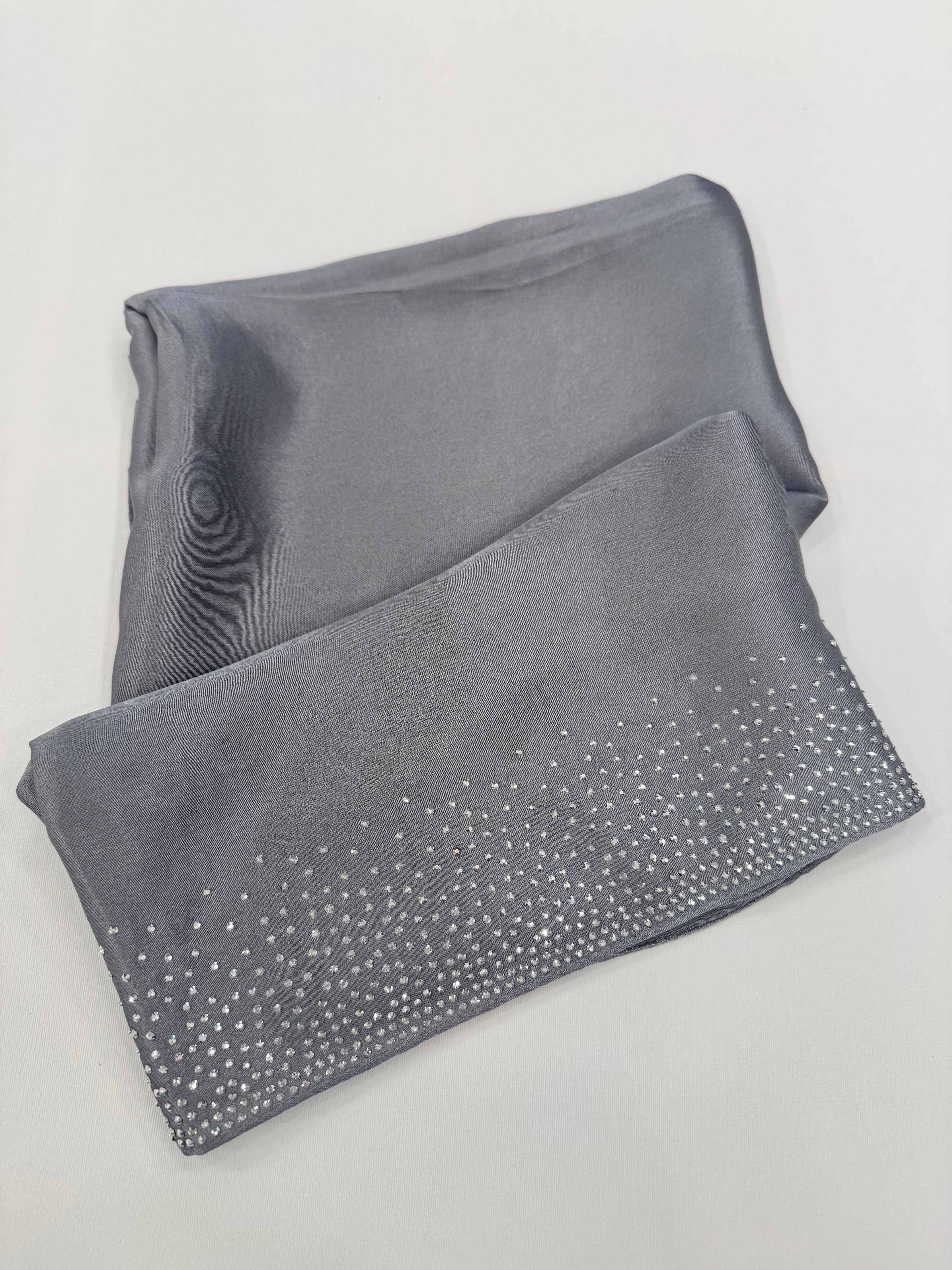 Kroren Parlak Taşlı Jan Jan Şal 7301-Gri