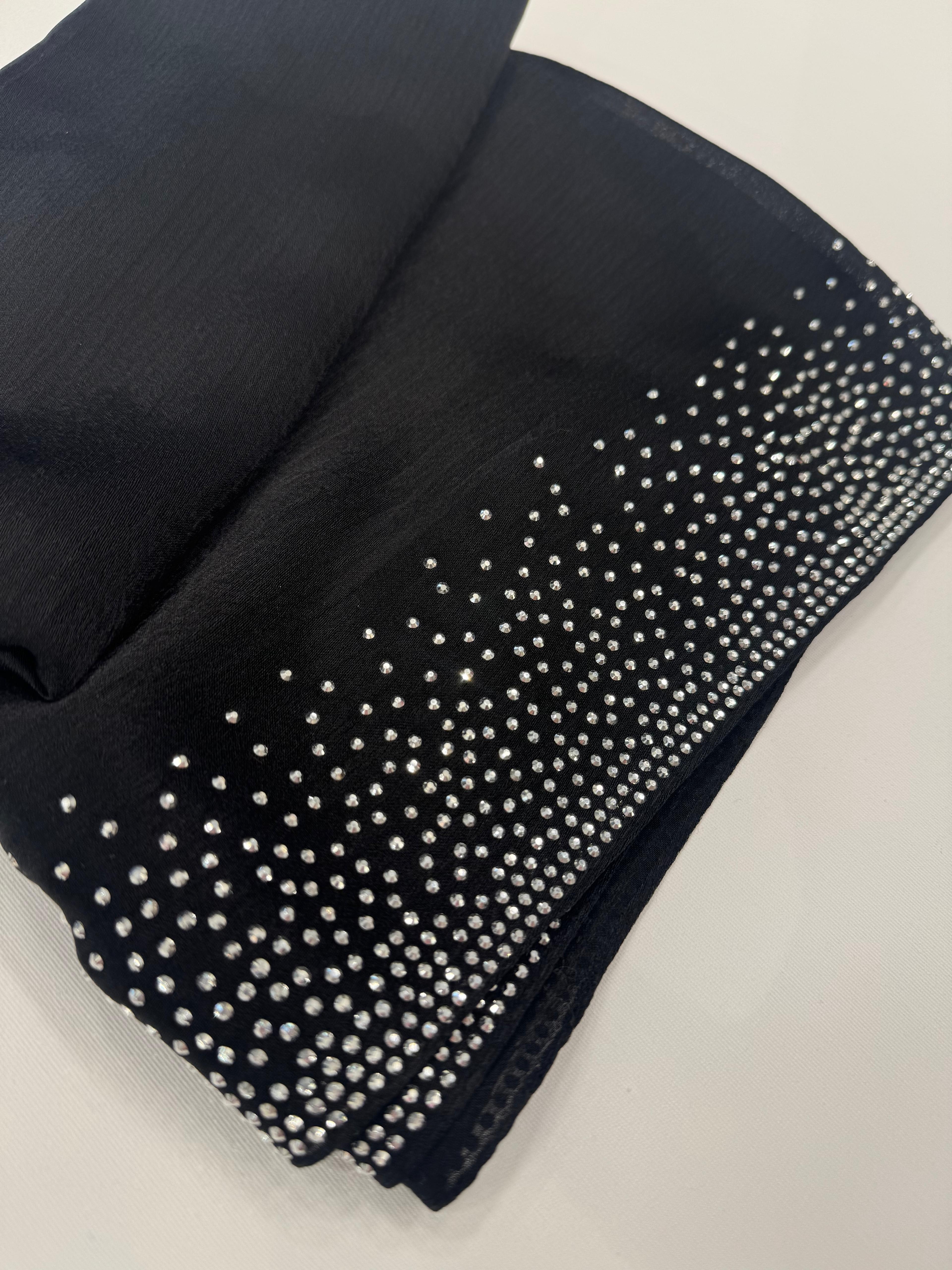 Kroren Parlak Taşlı Jan Jan Şal 7301-Siyah