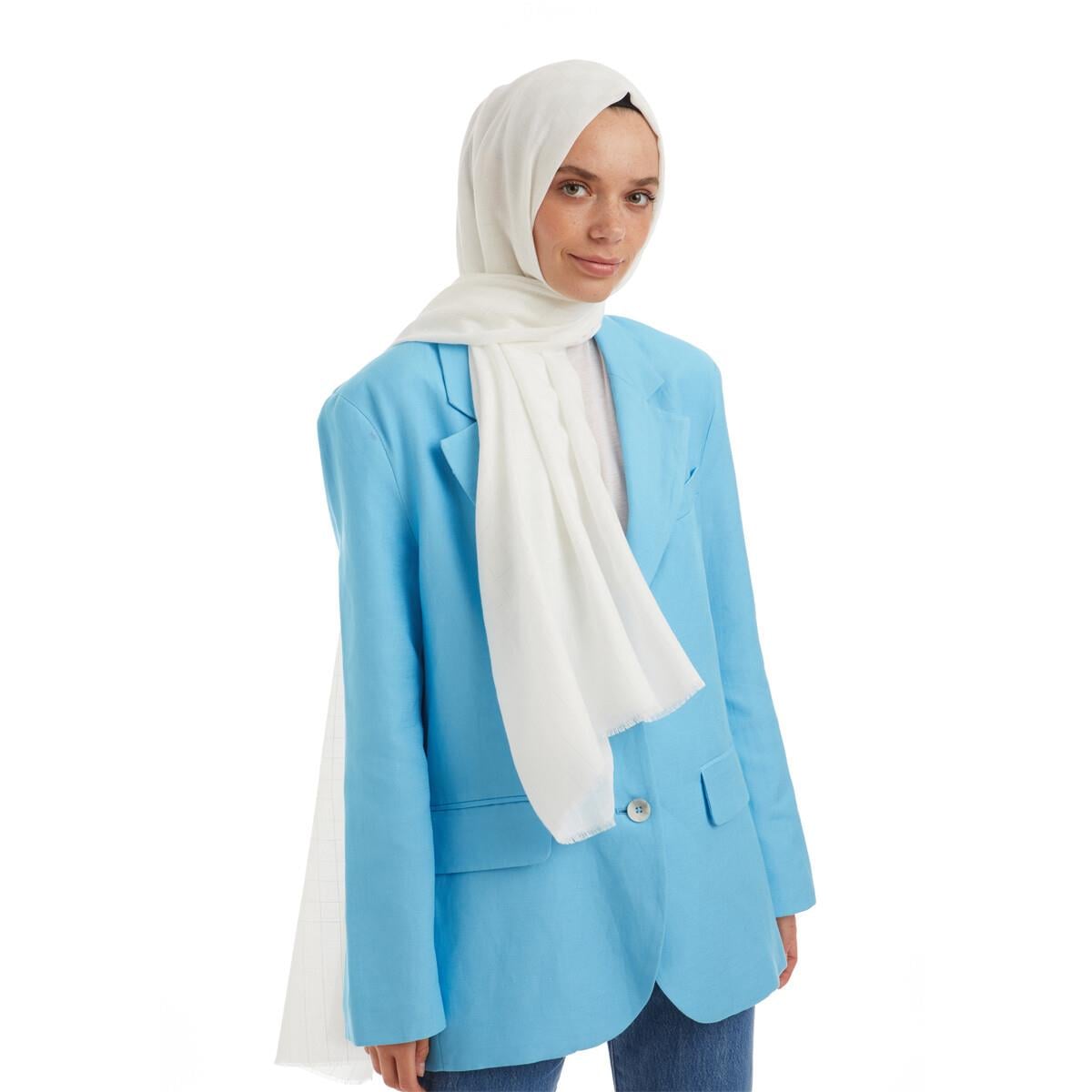 Qoza Mezzo Şal 86765-Beyaz