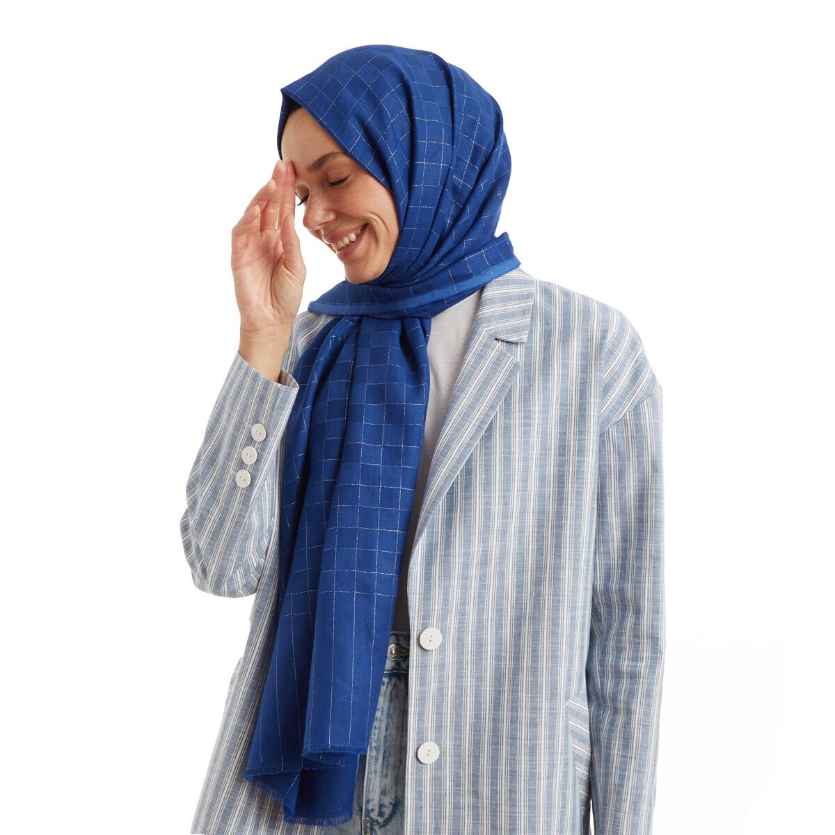 Qoza Mezzo Şal 86765-Saks Mavisi