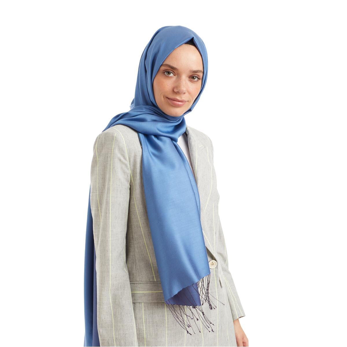 Qoza Solid Şal 6848-Gök Mavi