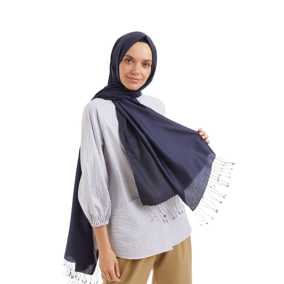 Qoza Solid Şal 6848-Lacivert