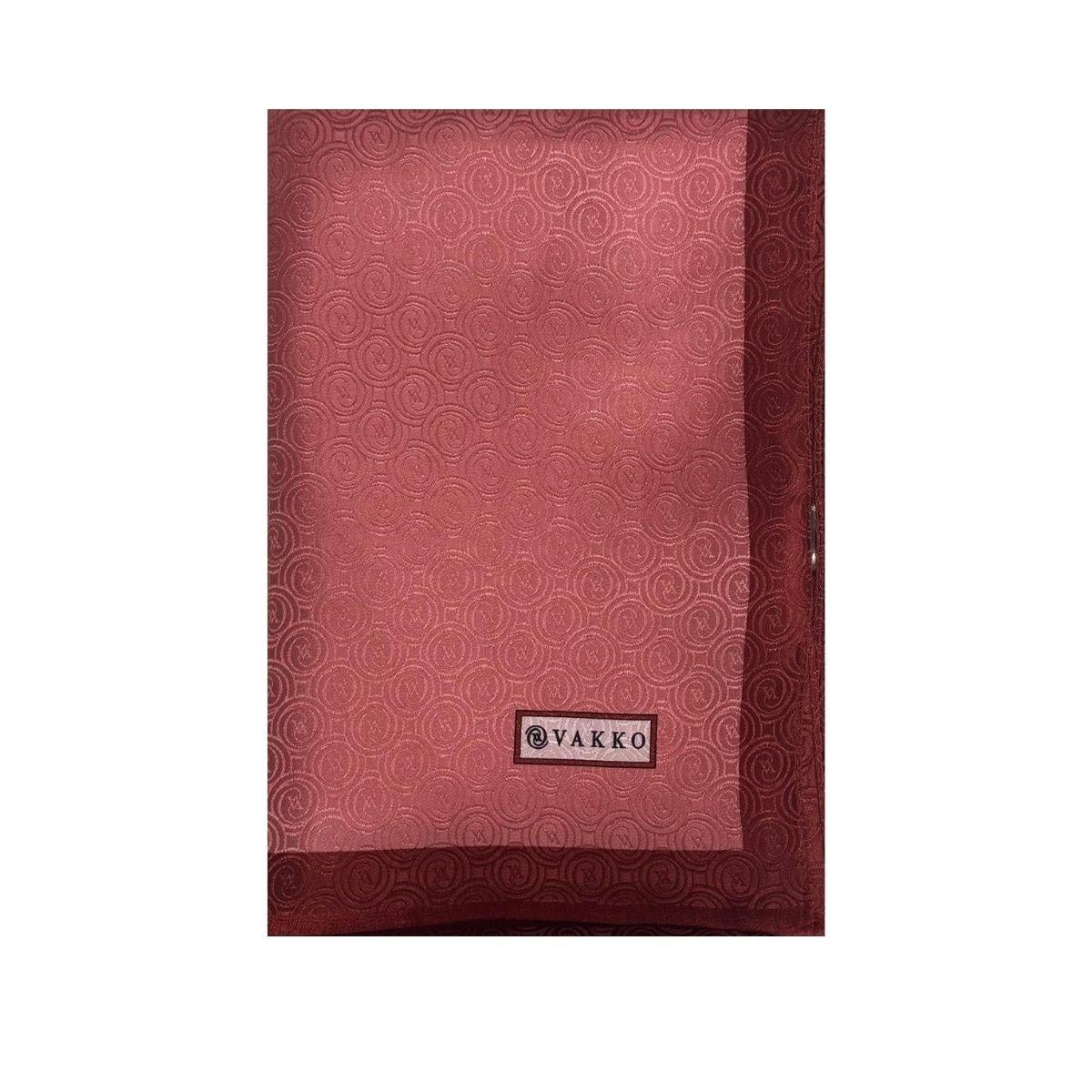 Vakko İpek Jakar Monogram Şal 32225-Gül Kurusu