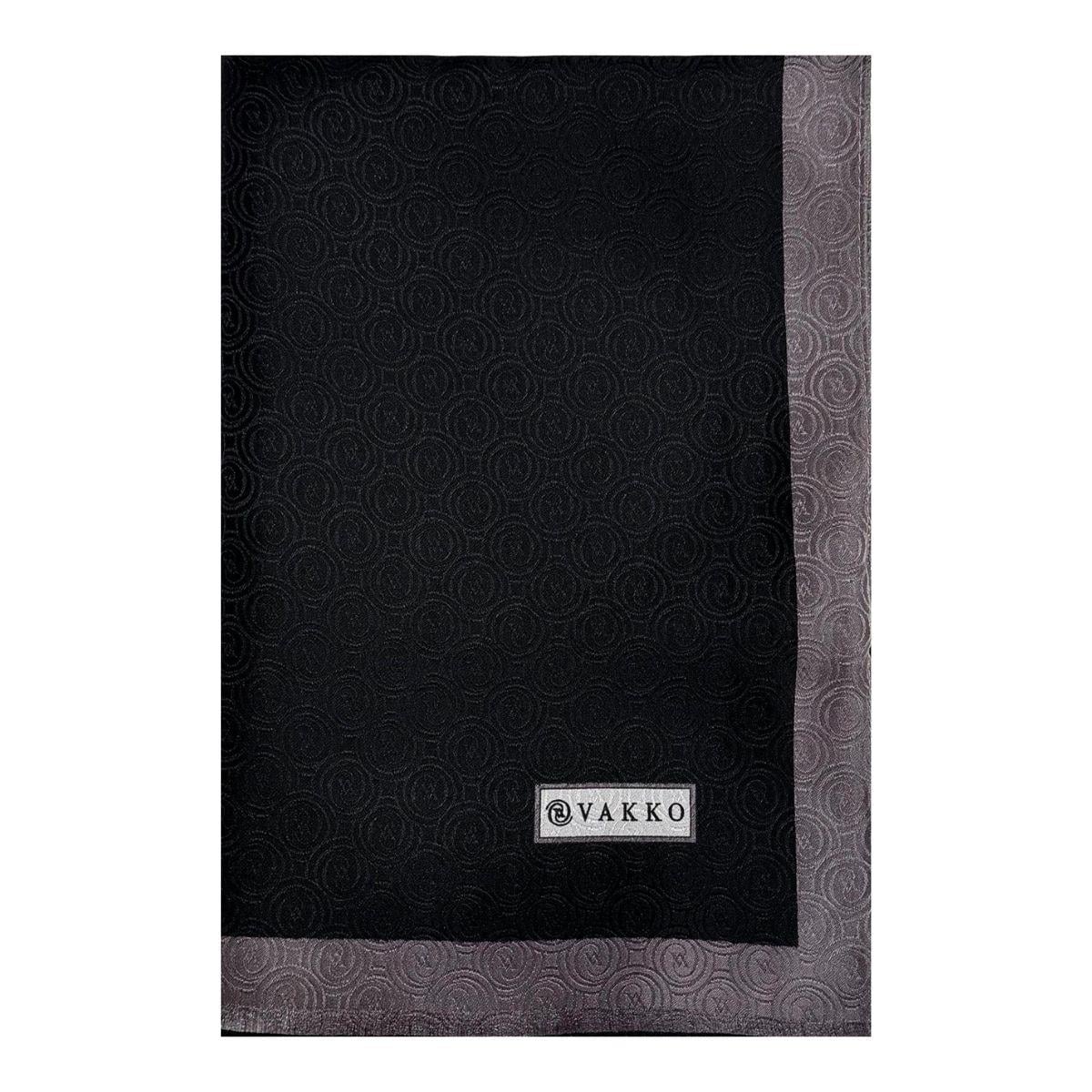 Vakko İpek Jakar Monogram Şal 32225-Siyah
