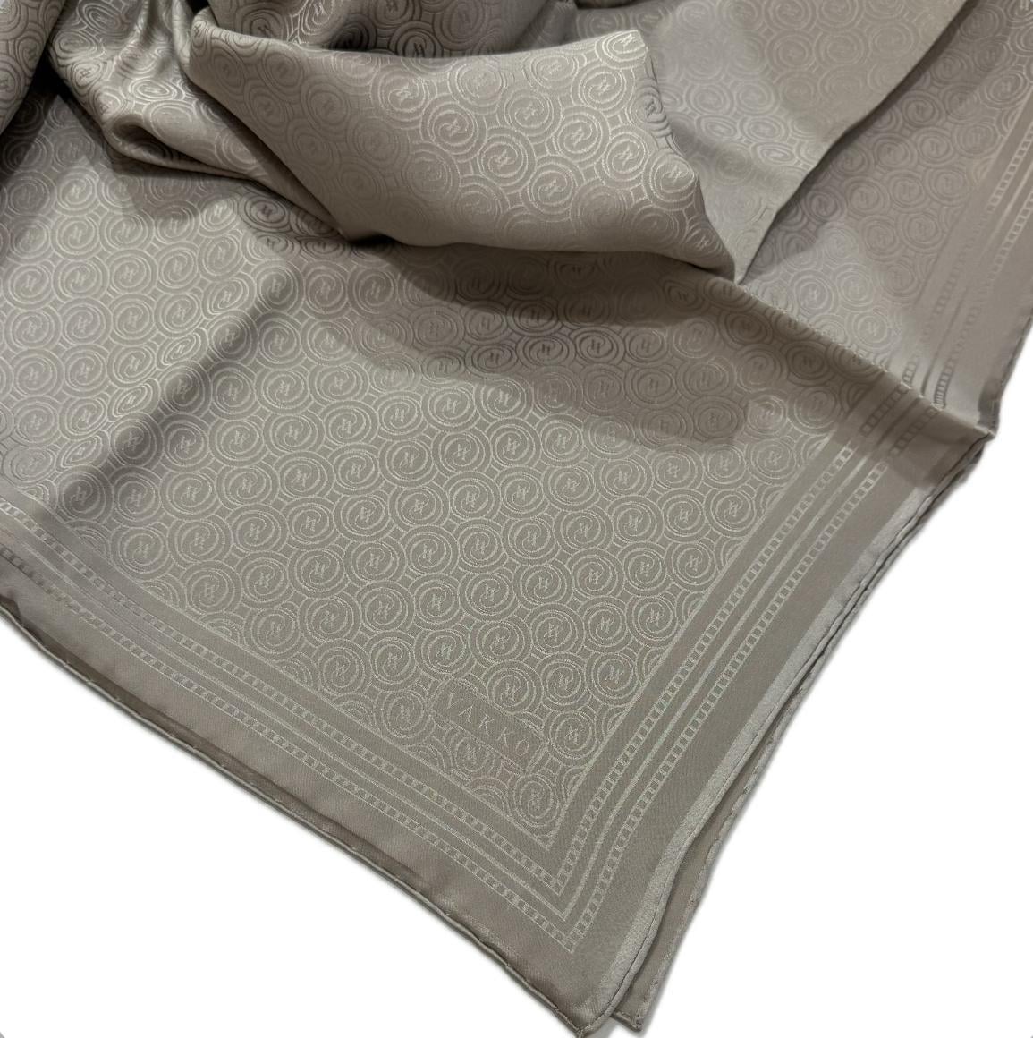 Vakko Jakar Monogram İpek Eşarp 41363-Vizon