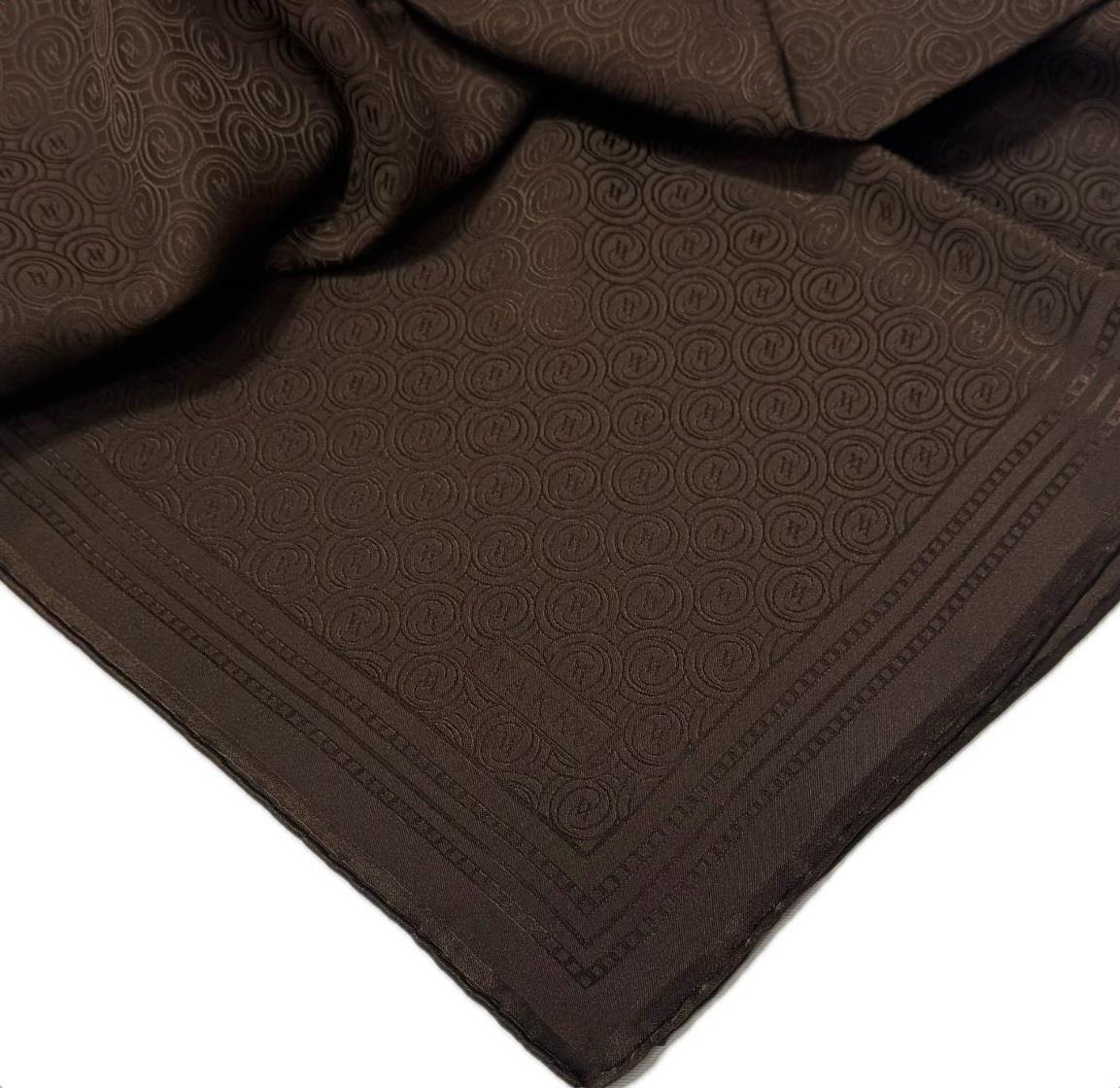 Vakko Jakar Monogram İpek Eşarp 41363-Koyu Kahve