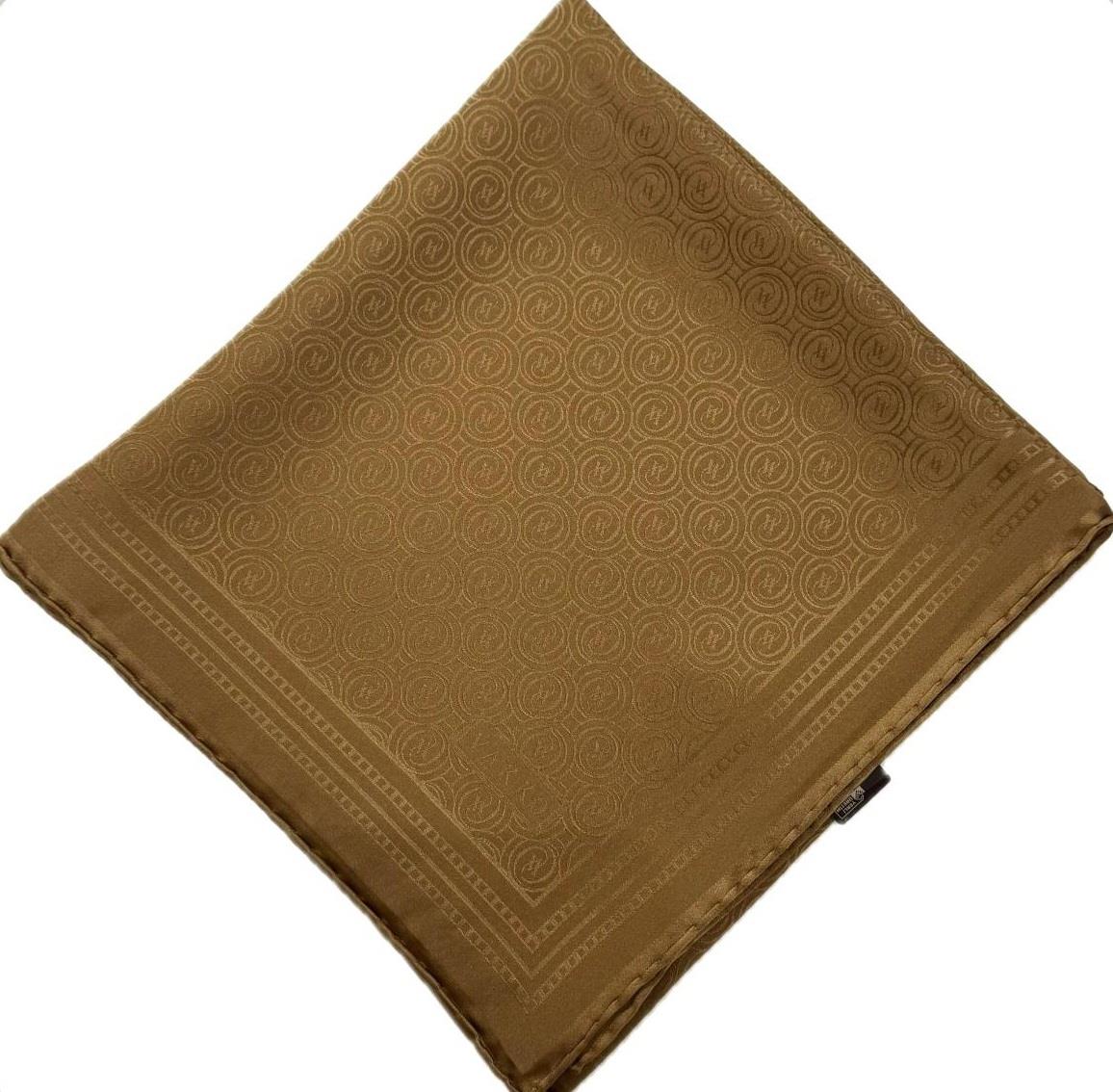 Vakko Jakar Monogram İpek Eşarp 41363-Açık Kahve