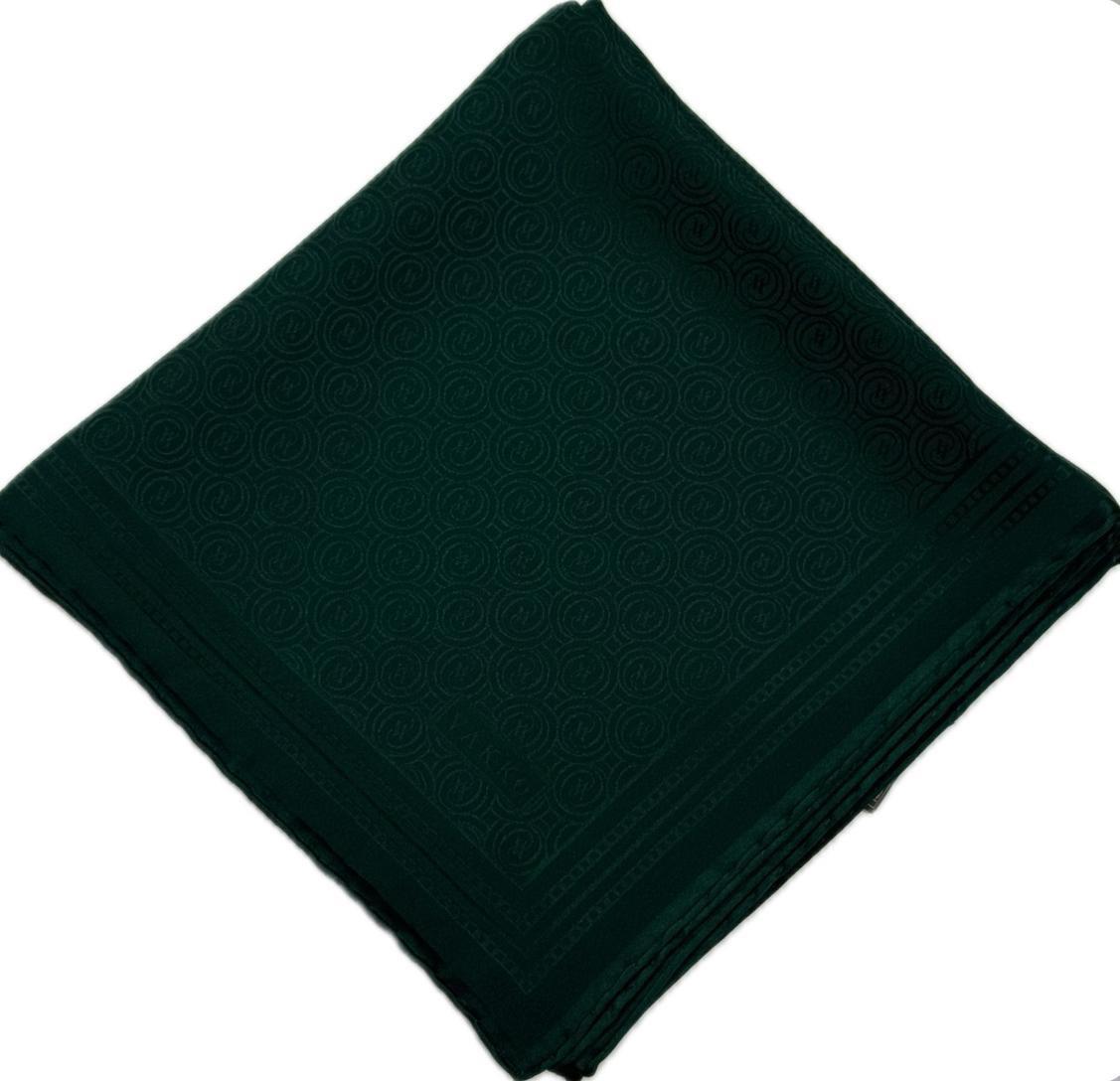 Vakko Jakar Monogram İpek Eşarp 41363-Zümrüt Yeşili