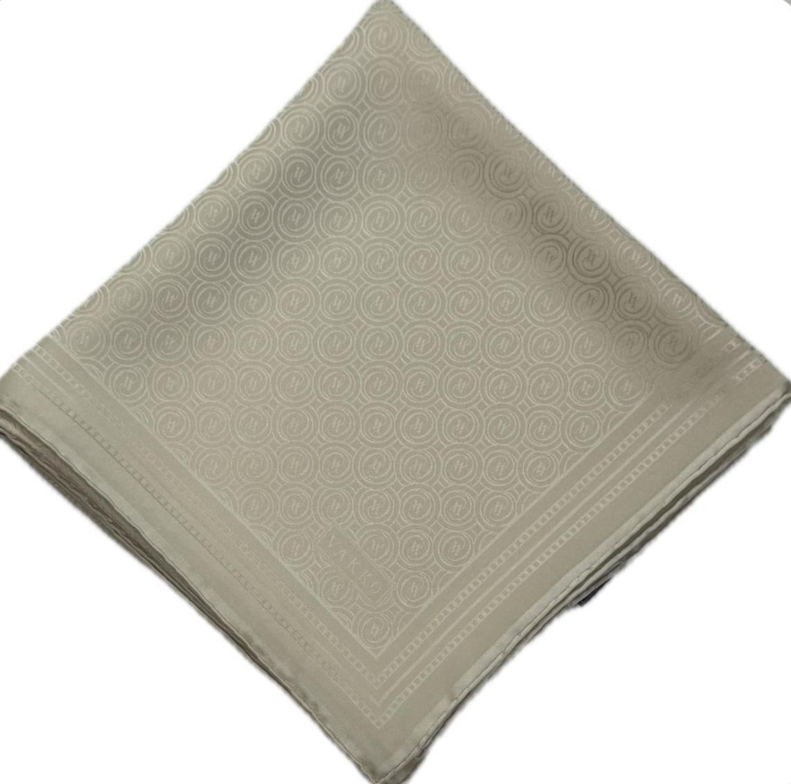 Vakko Jakar Monogram İpek Eşarp 41363-Ekru