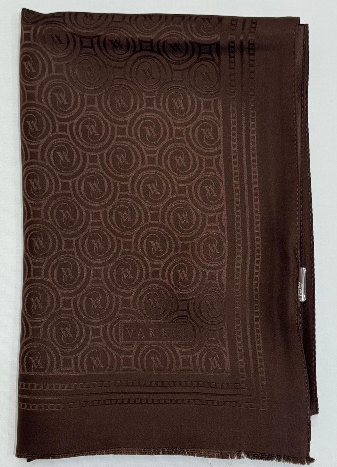Vakko Jakarlı İpek Özel Seri Monogram Şal 41364-Koyu Kahve