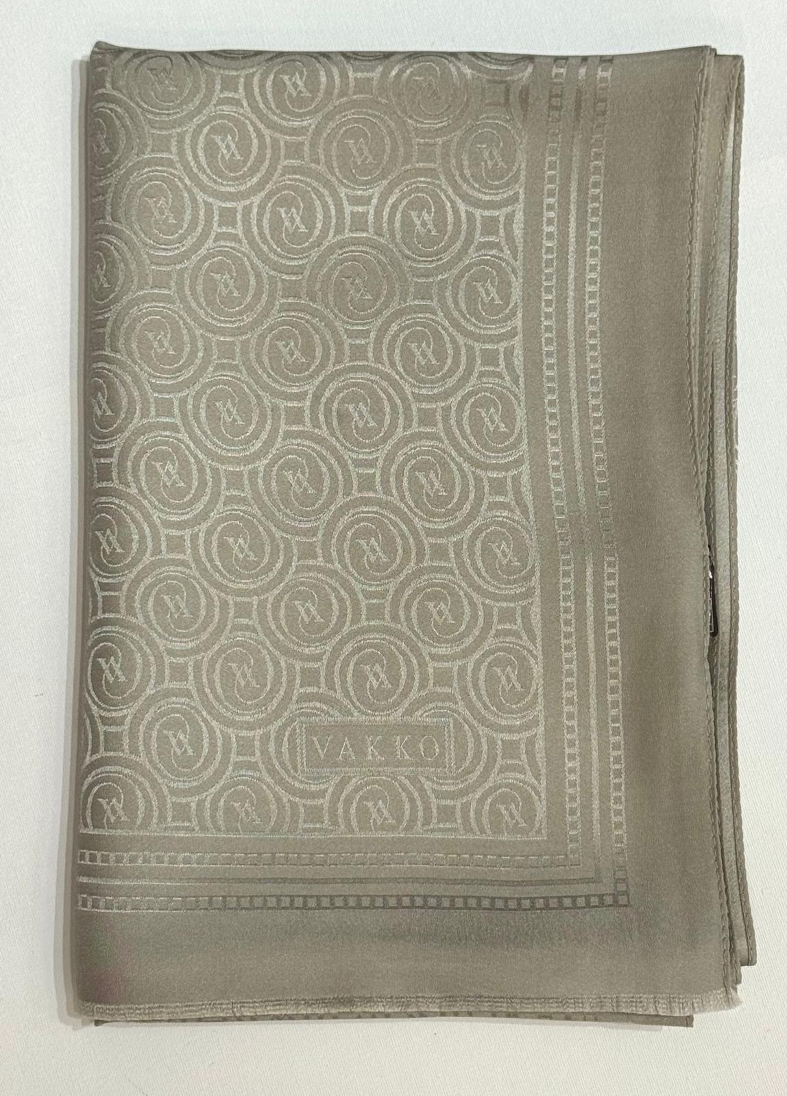 Vakko Jakarlı İpek Özel Seri Monogram Şal 41364-Vizon