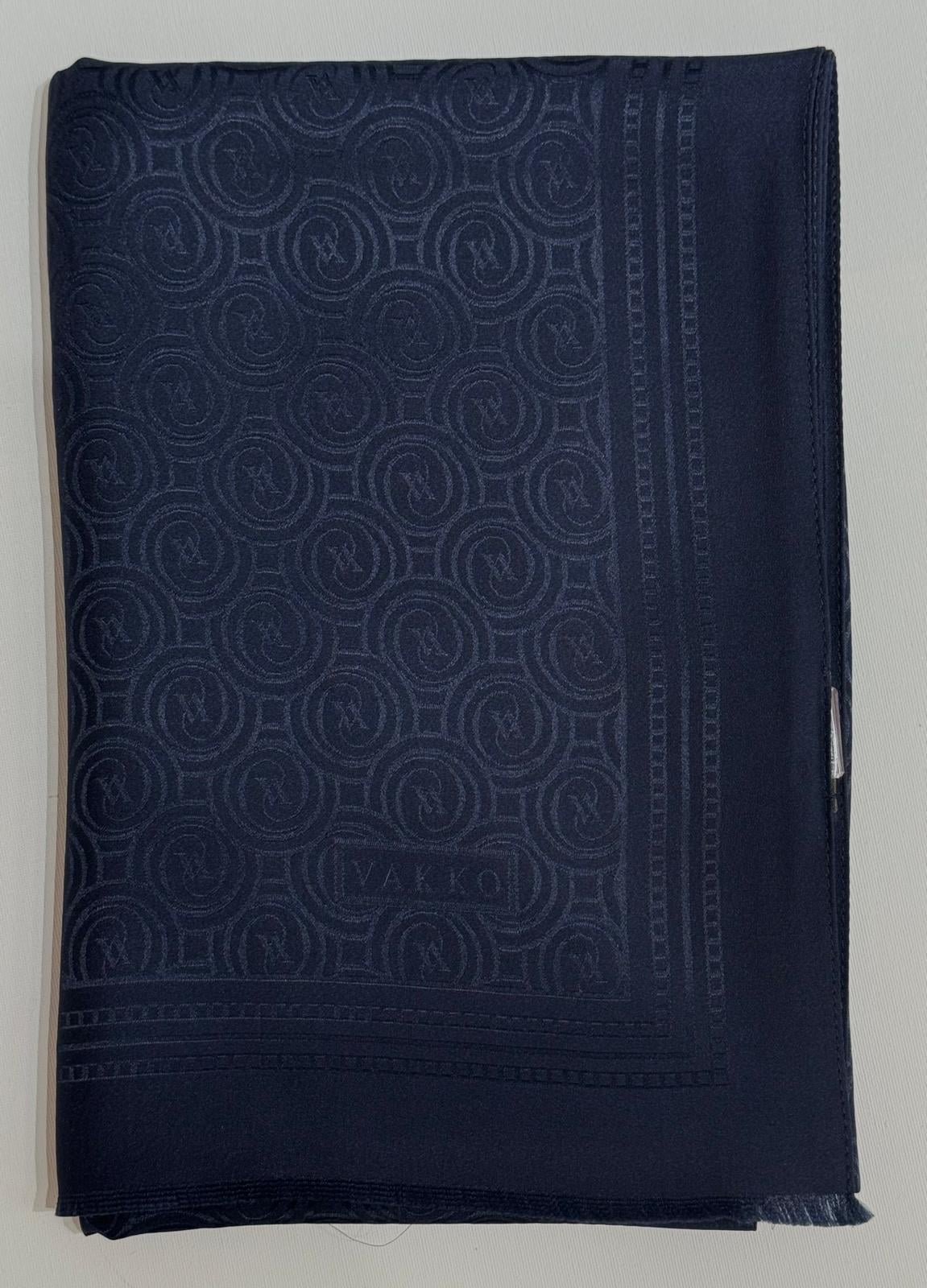 Vakko Jakarlı İpek Özel Seri Monogram Şal 41364-Lacivert