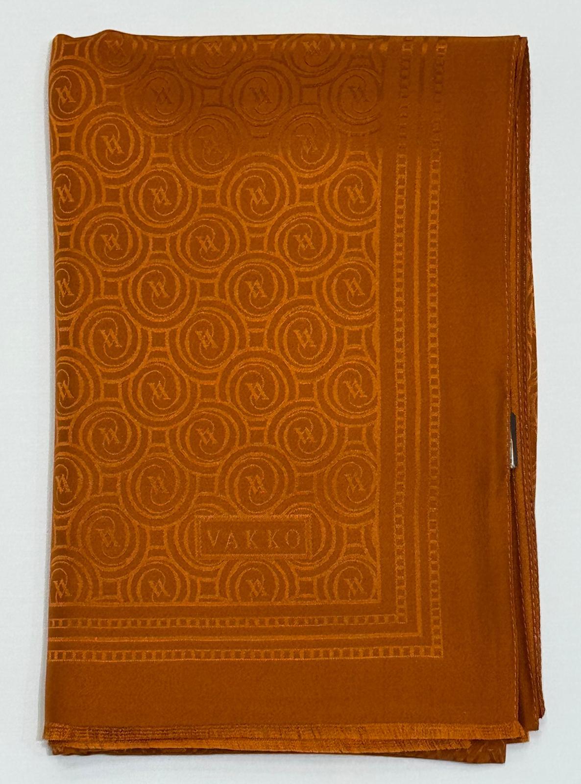 Vakko Jakarlı İpek Özel Seri Monogram Şal 41364-Kiremit