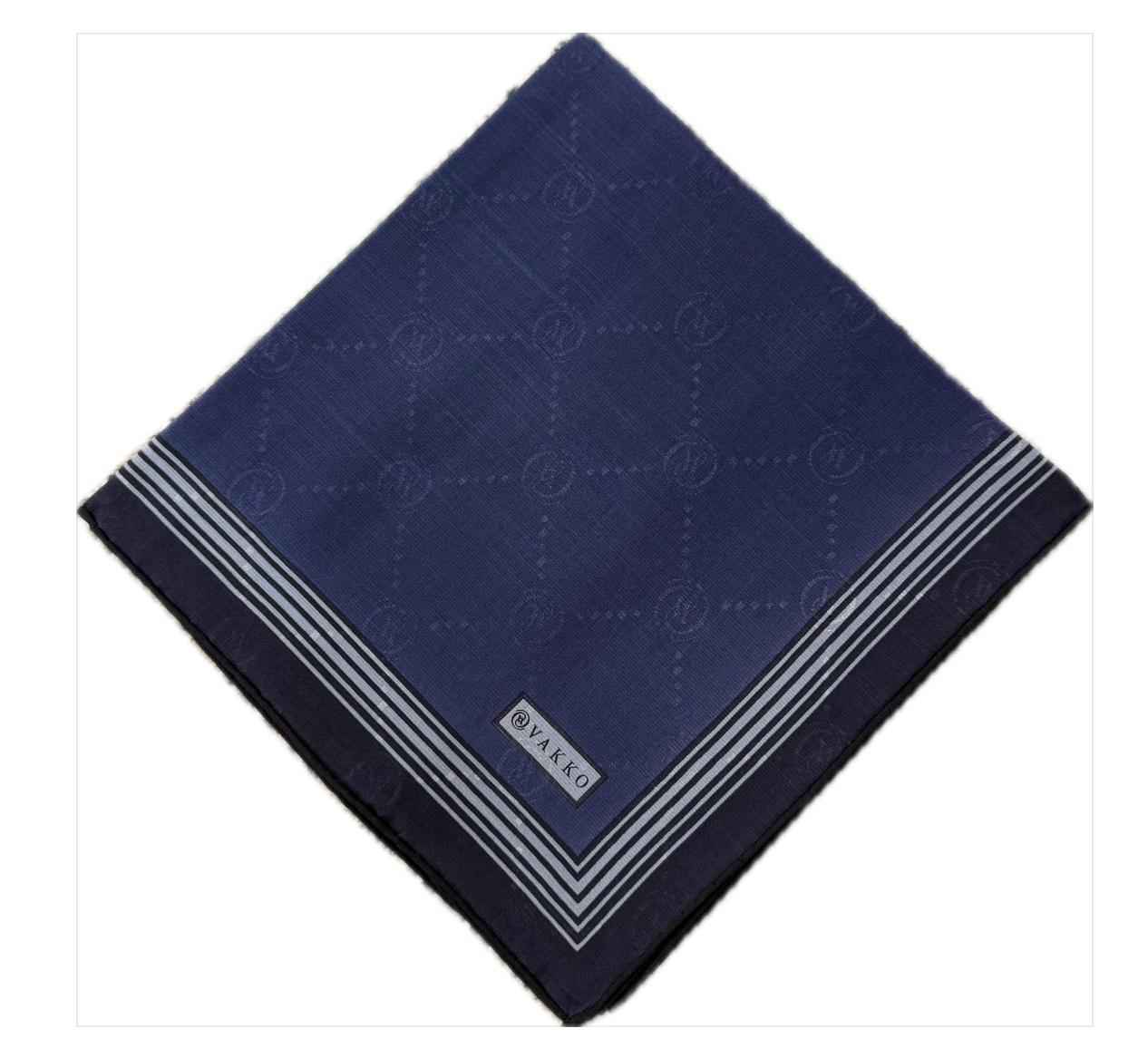 Vakko Monogram Pamuk İpek Bordürlü Eşarp 41588-Lacivert