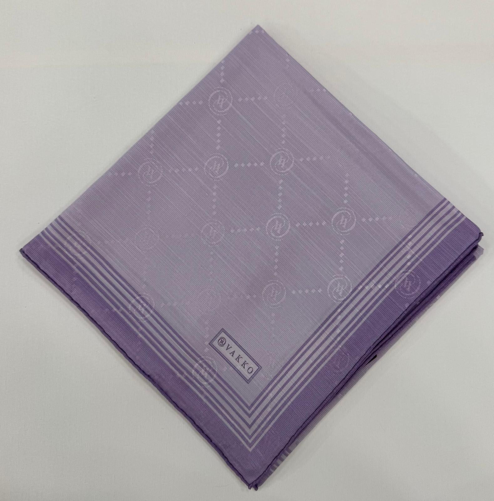 Vakko Monogram Pamuk İpek Bordürlü Eşarp 41588-Açık Lila