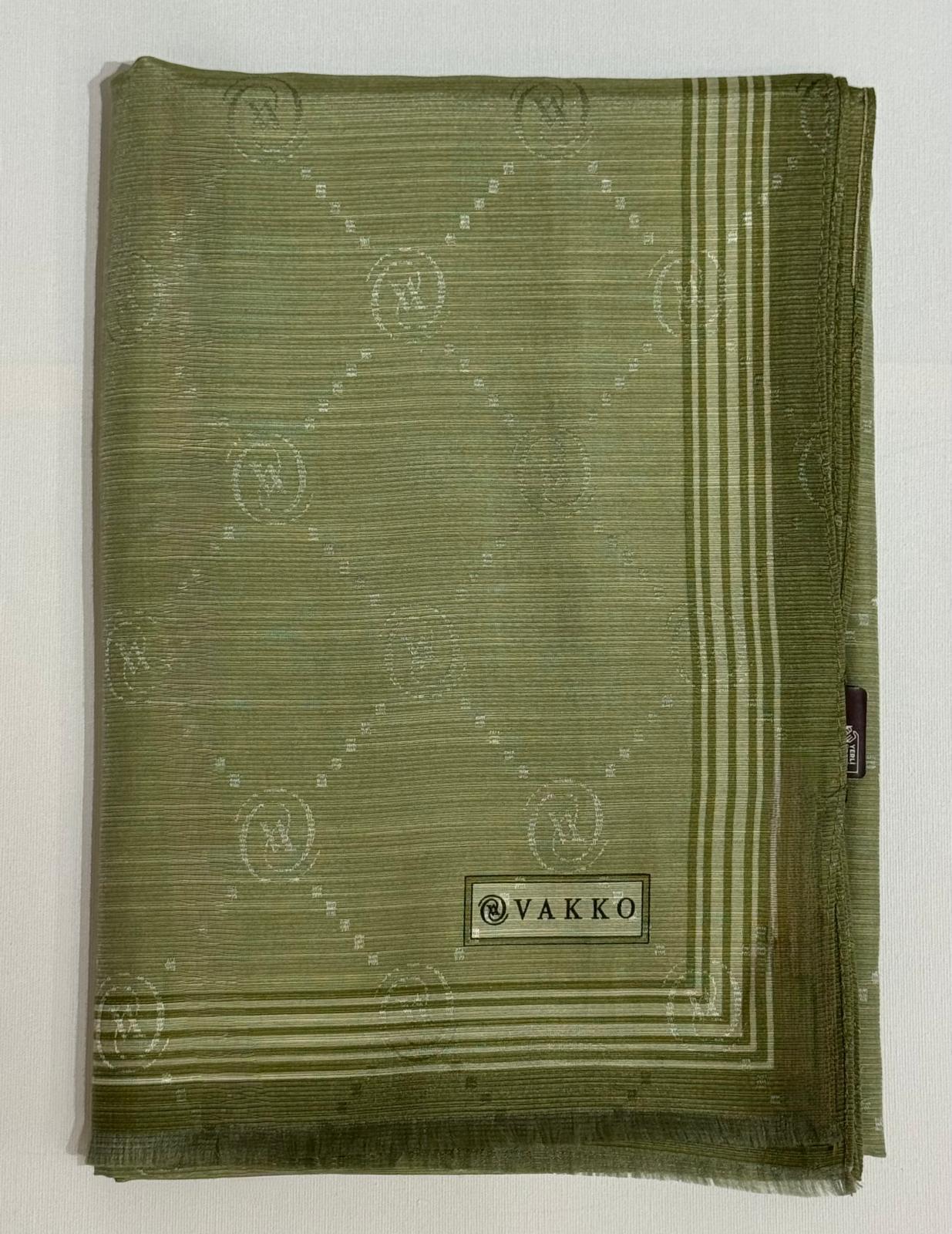 Vakko Monogram Pamuk İpek Bordürlü Şal 41540-Nefti