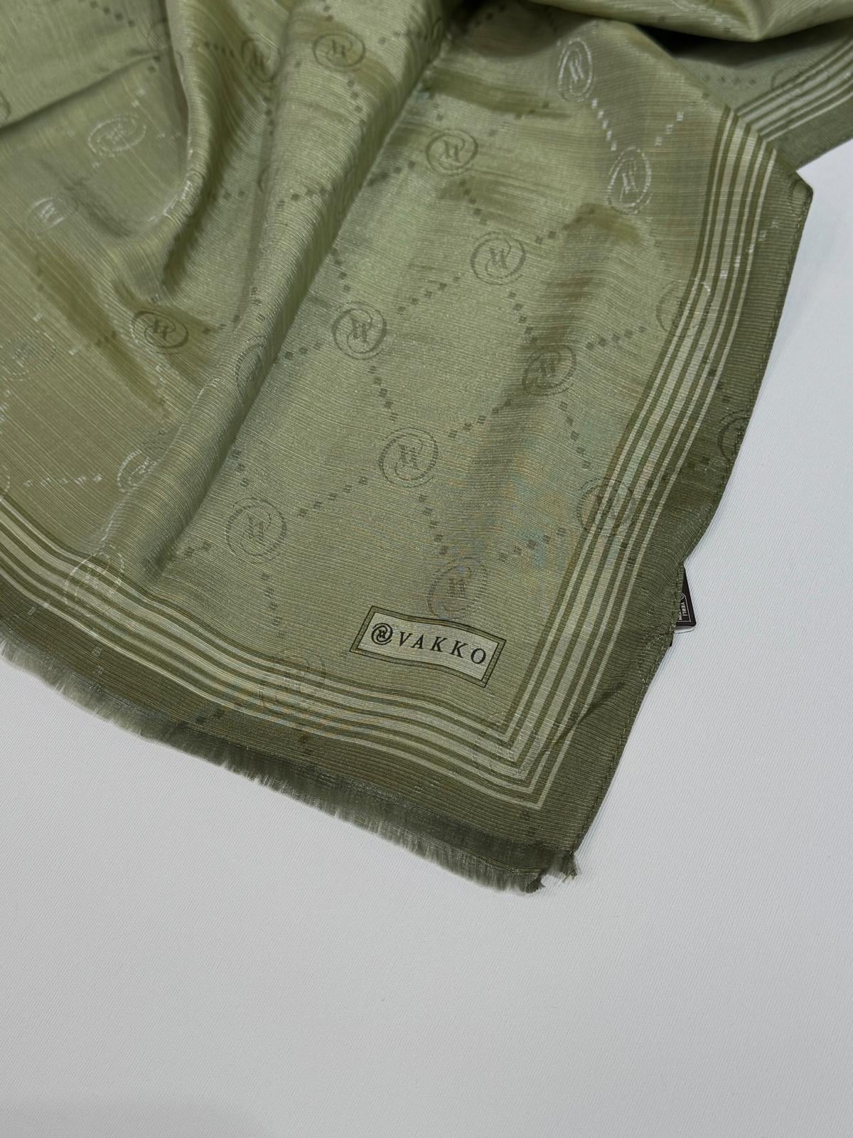 Vakko Monogram Pamuk İpek Bordürlü Şal 41540-Nefti