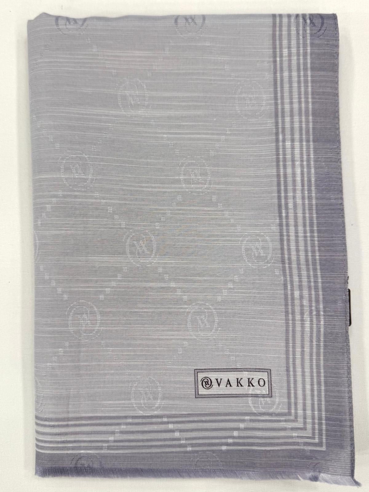 Vakko Monogram Pamuk İpek Bordürlü Şal 41540-Gümüş
