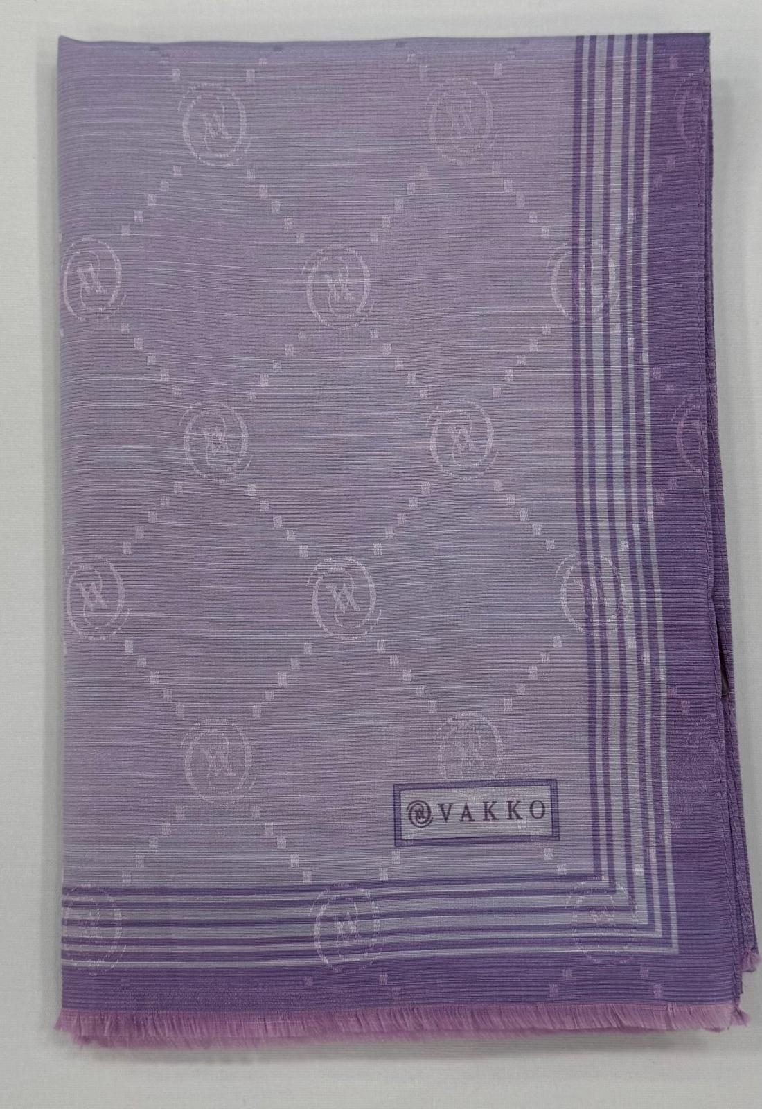 Vakko Monogram Pamuk İpek Bordürlü Şal 41540-Açık Lila
