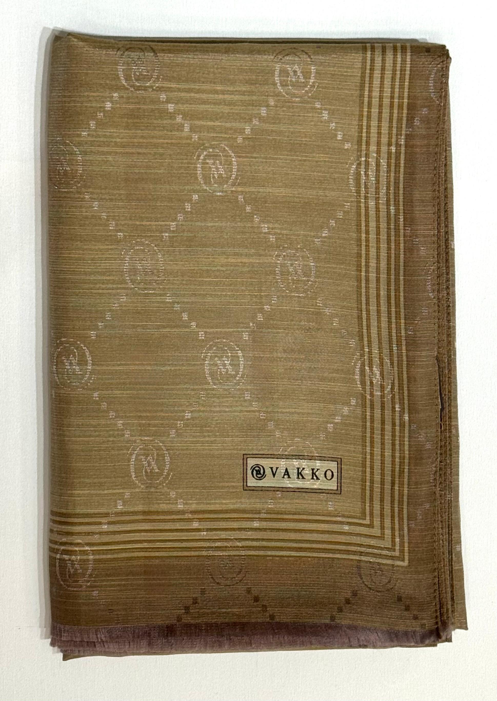 Vakko Monogram Pamuk İpek Bordürlü Şal 41540-Koyu Kum Beji