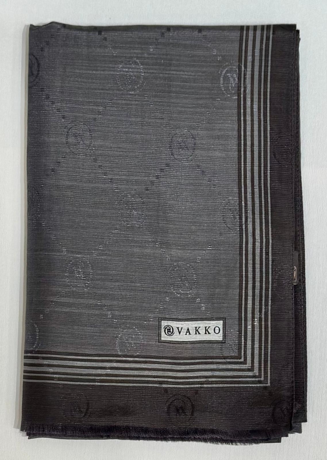 Vakko Monogram Pamuk İpek Bordürlü Şal 41540-Koyu Gri