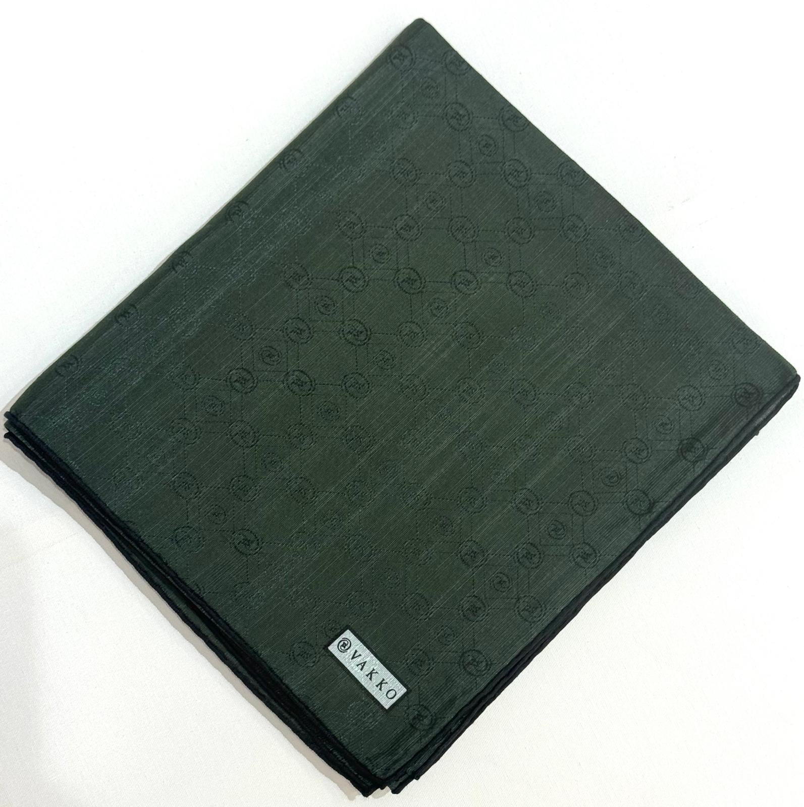 Vakko Monogram Pamuk İpek Eşarp 3000655-Koyu Yeşil