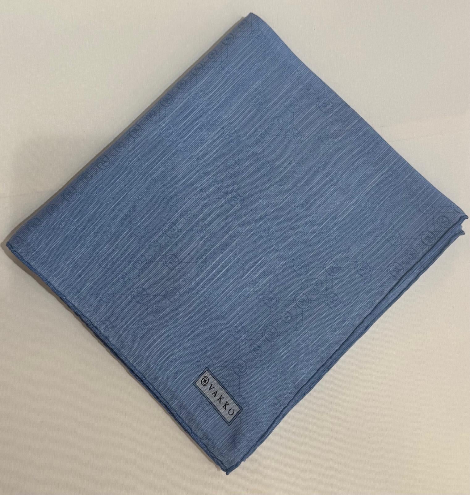 Vakko Monogram Pamuk İpek Eşarp 3000655-Bebe Mavi