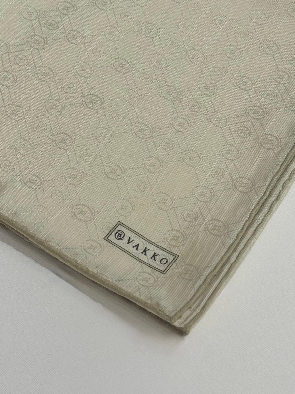 Vakko Monogram Pamuk İpek Eşarp 3000655-Krem