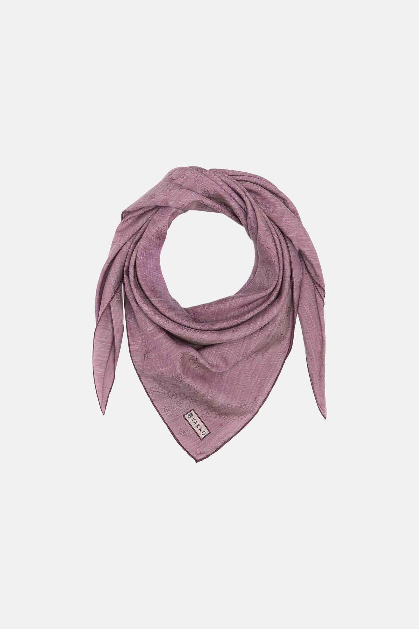 Vakko Monogram Pamuk İpek Eşarp 3000655-Gül Kurusu