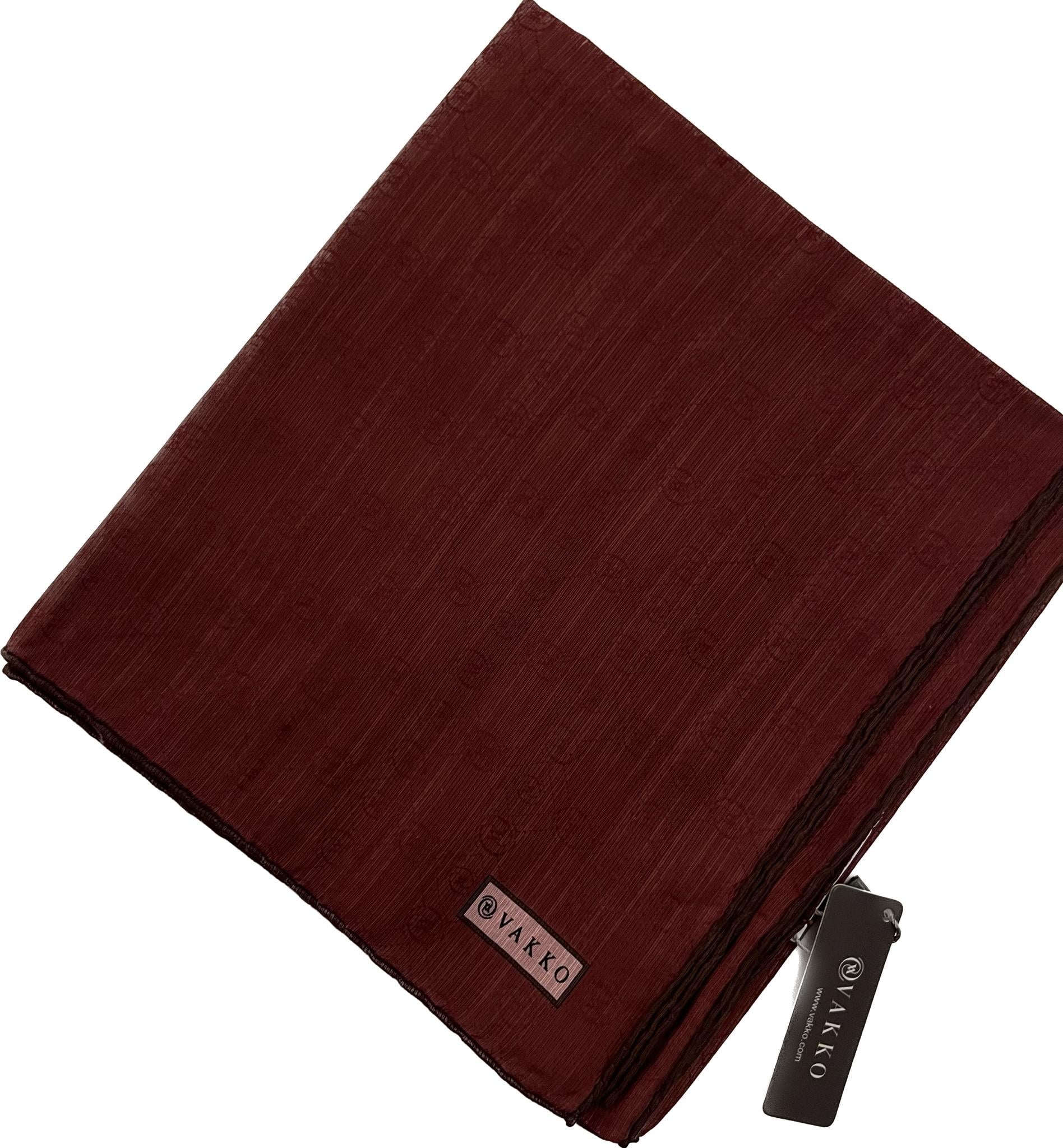 Vakko Monogram Pamuk İpek Eşarp 3000655-Bordo