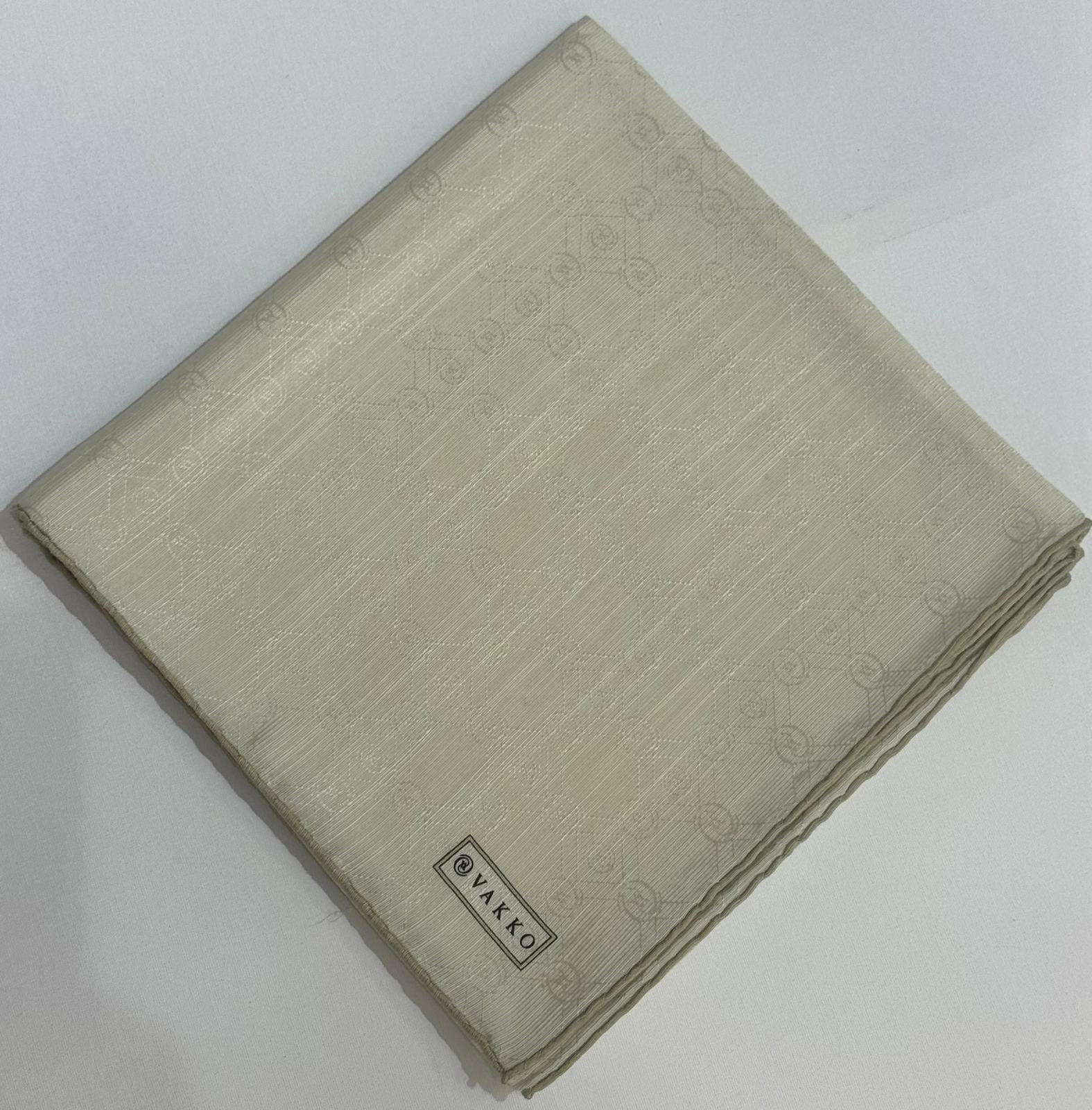 Vakko Monogram Pamuk İpek Eşarp 3000655-Krem