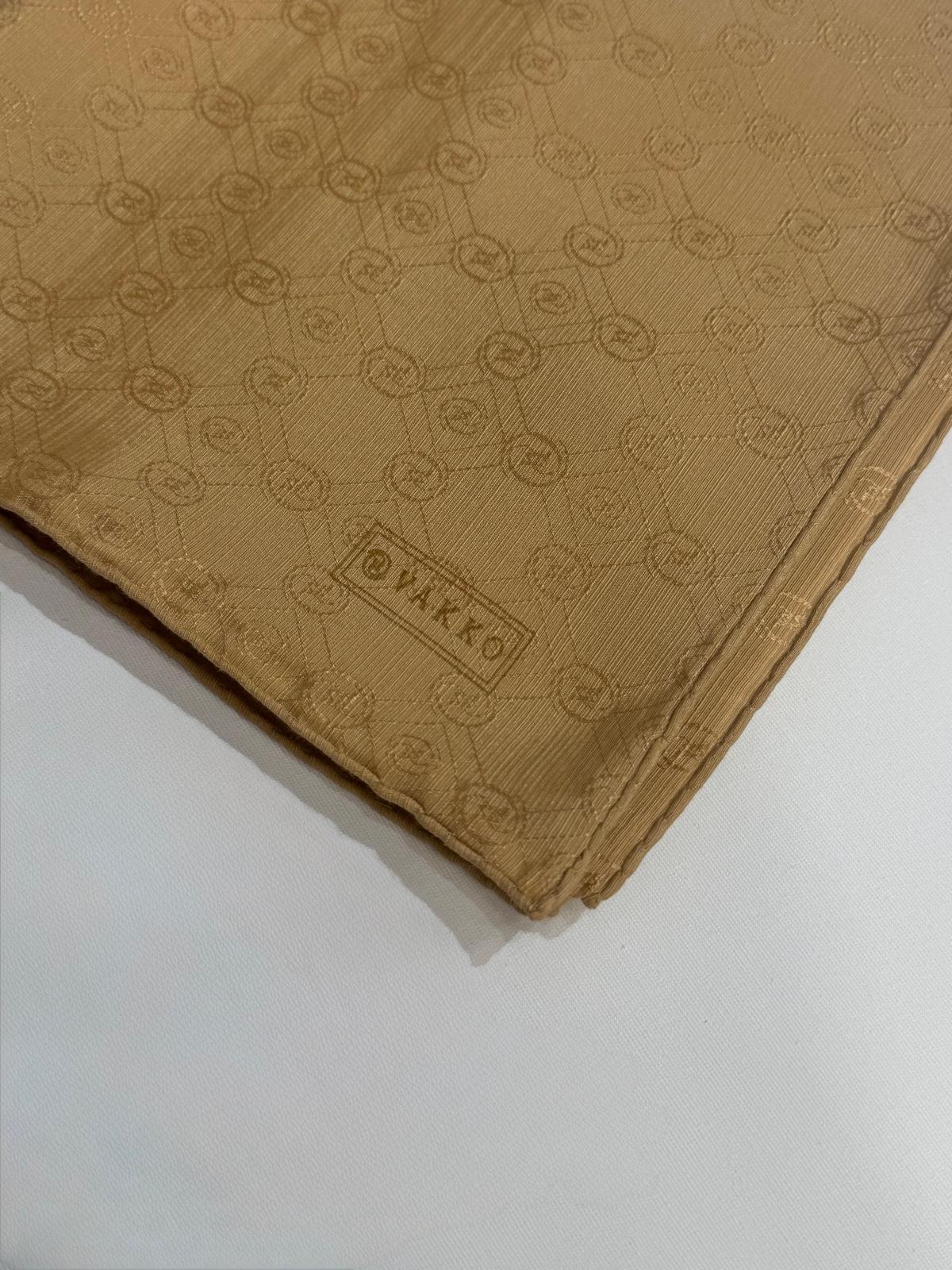 Vakko Monogram Pamuk İpek Eşarp 3000655-Camel