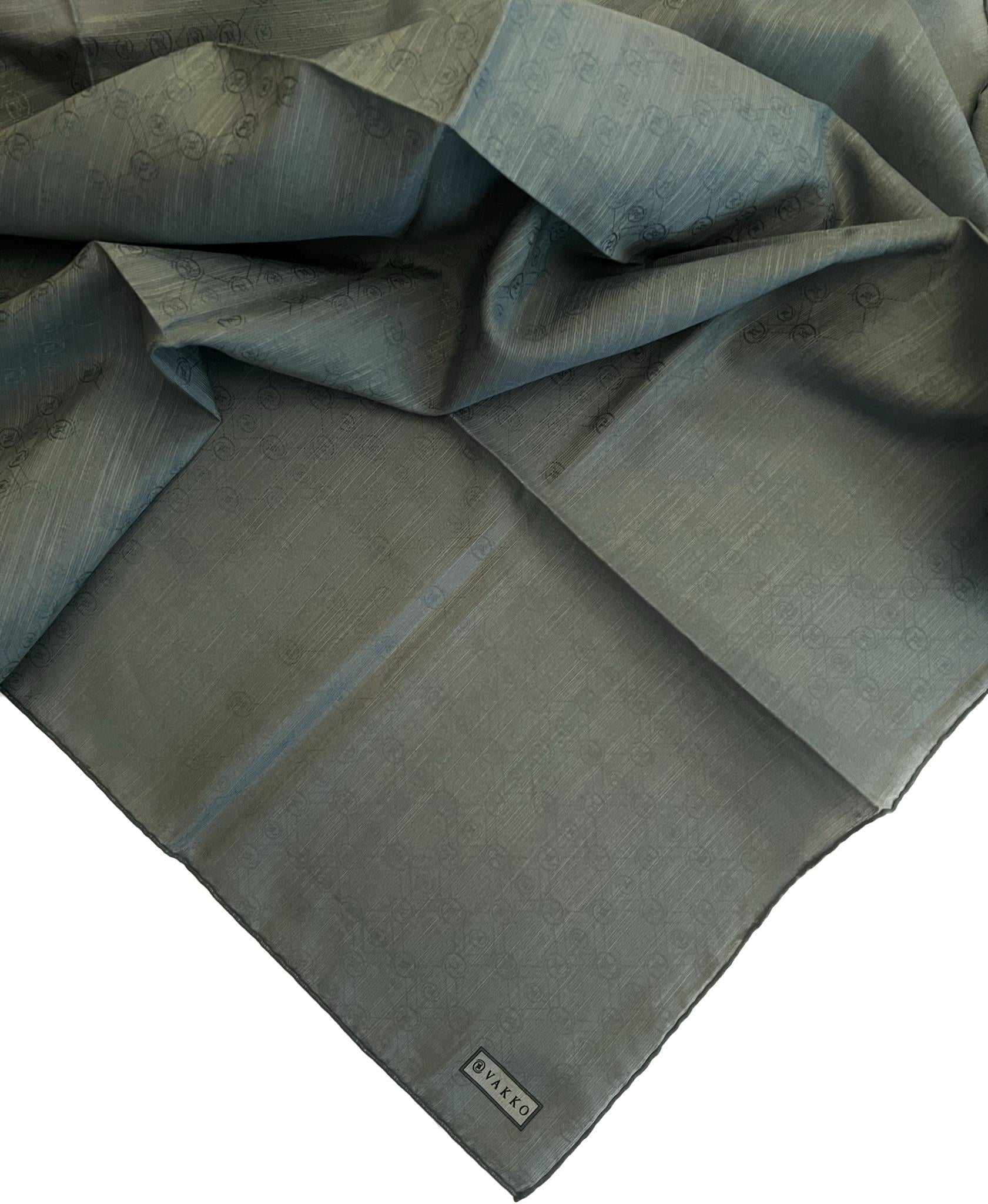 Vakko Monogram Pamuk İpek Eşarp 3000655-Yeşil