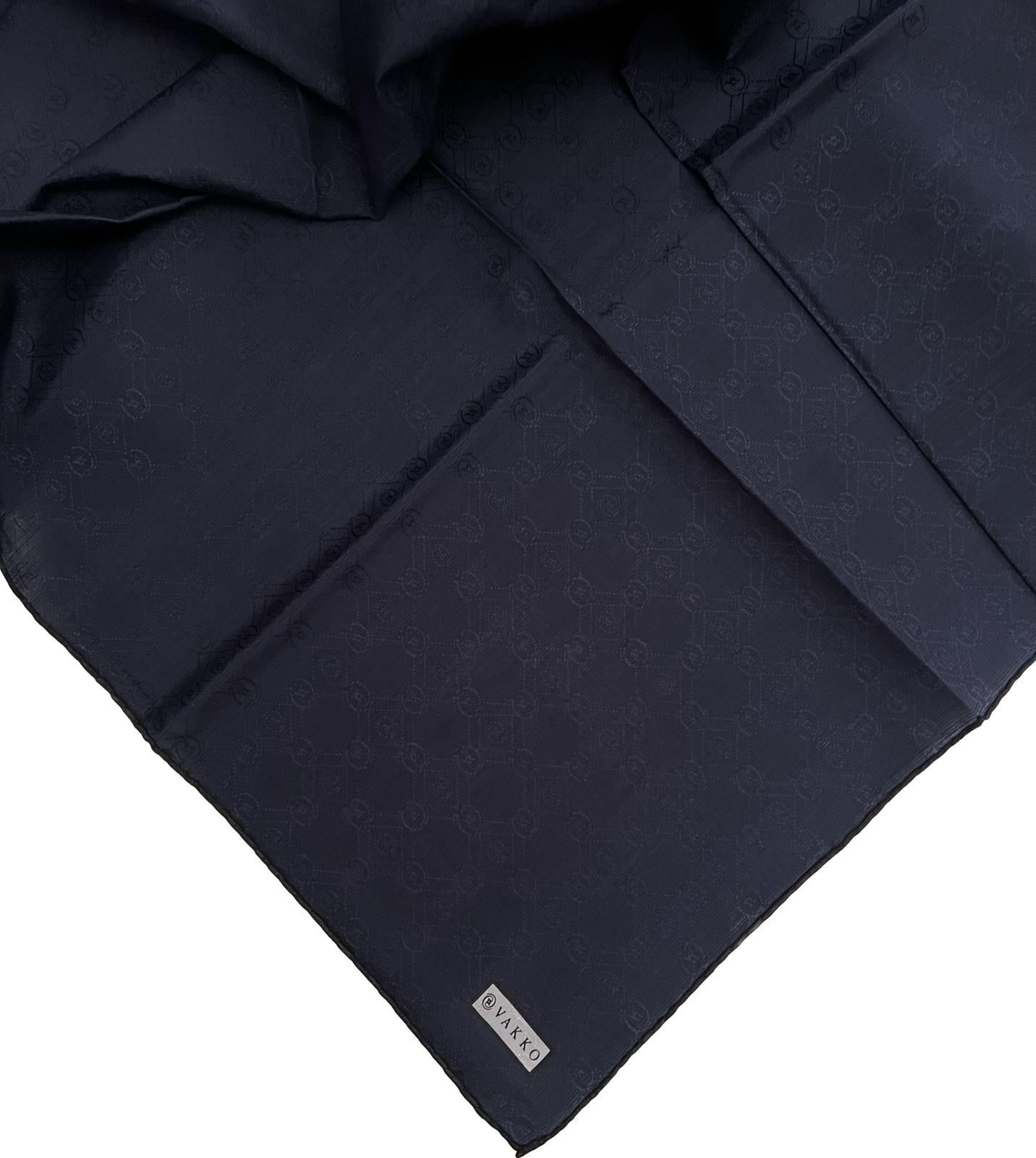 Vakko Monogram Pamuk İpek Eşarp 3000655-Lacivert