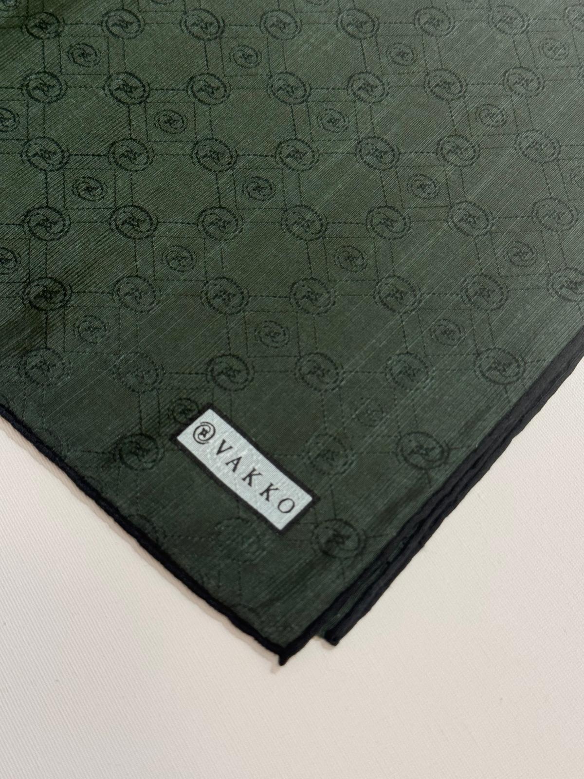 Vakko Monogram Pamuk İpek Eşarp 3000655-Koyu Yeşil