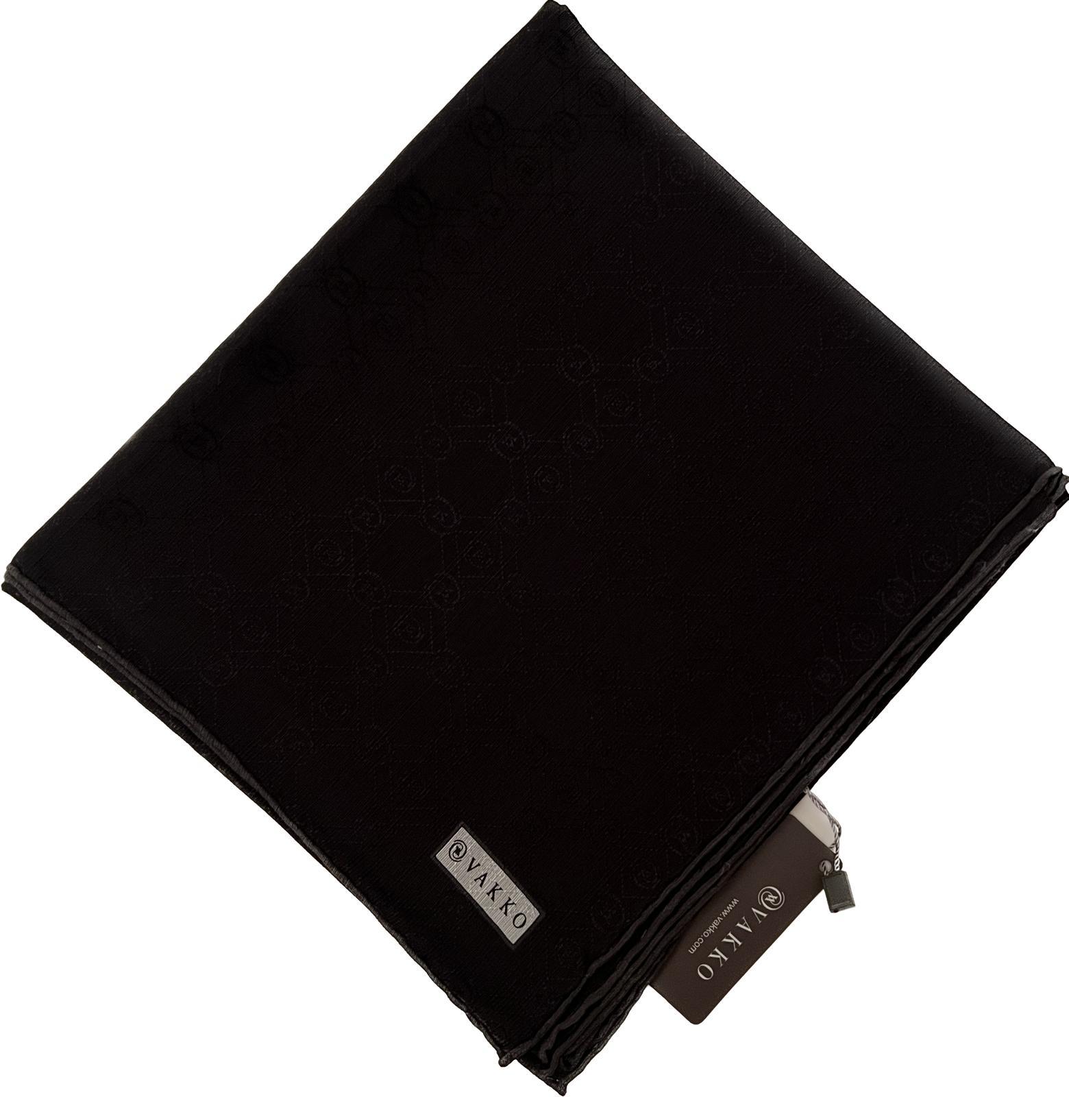 Vakko Monogram Pamuk İpek Eşarp 3000655-Siyah