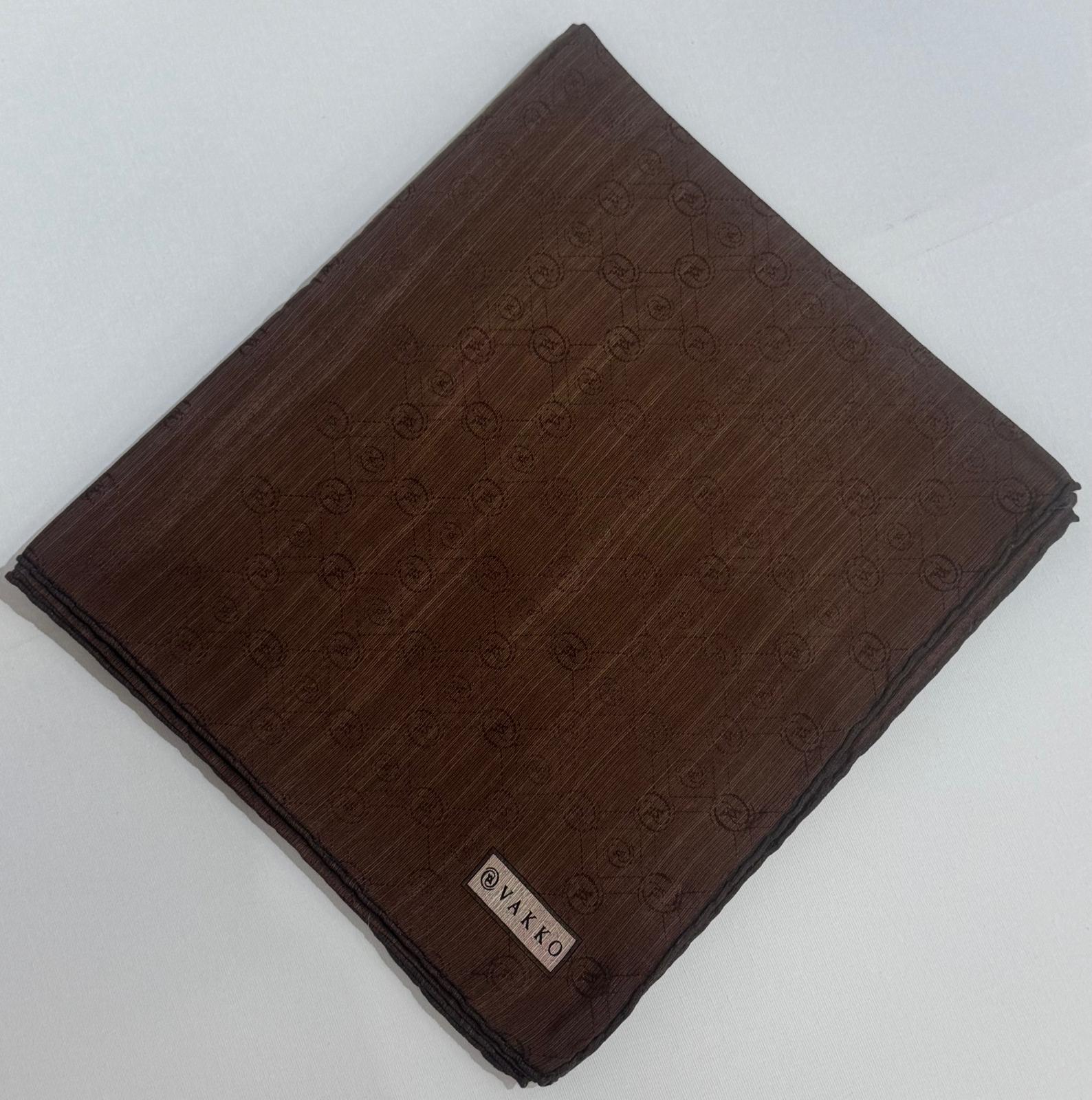 Vakko Monogram Pamuk İpek Eşarp 3000655-Kızıl Kahve