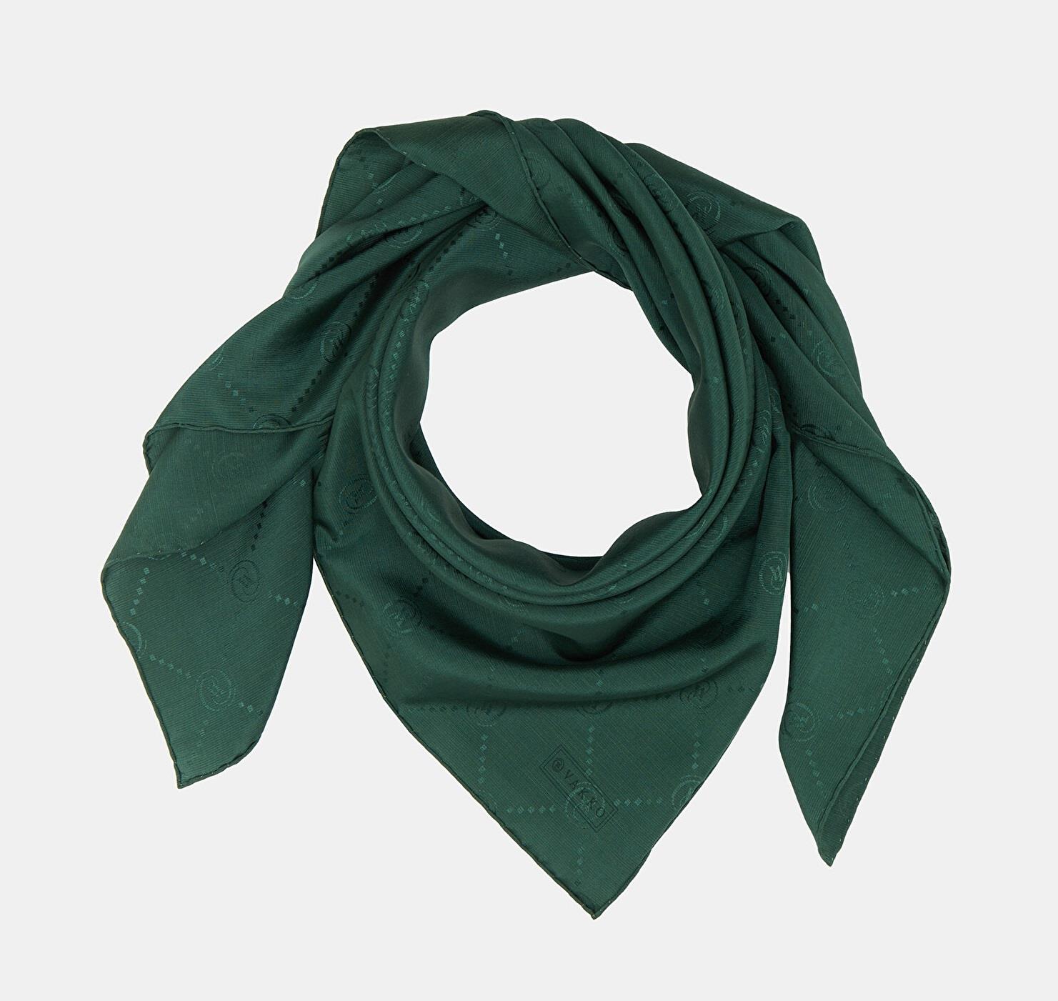 Vakko Monogram Pamuk İpek Eşarp 40828-Nefti