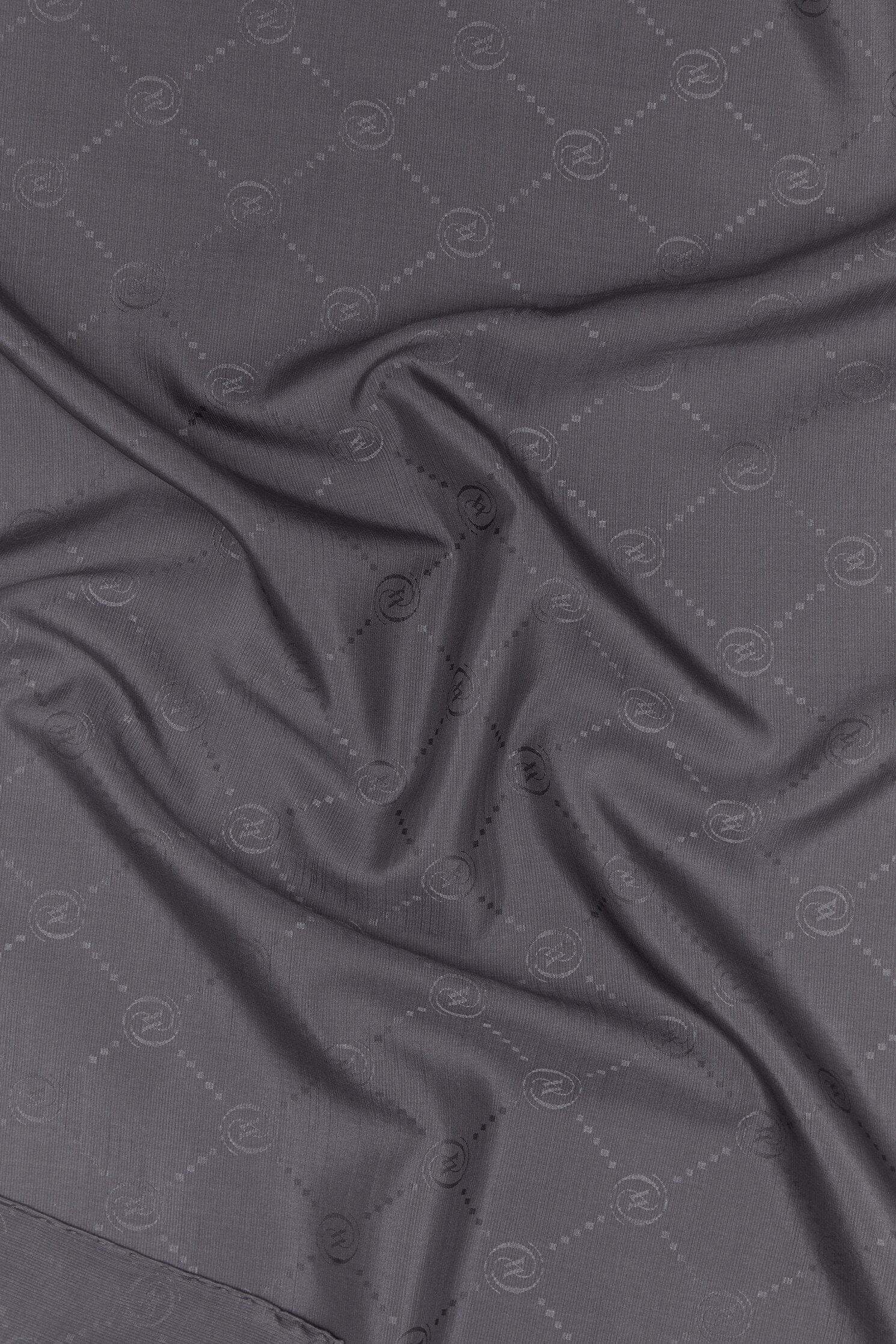 Vakko Monogram Pamuk İpek Eşarp 40828-Antrasit