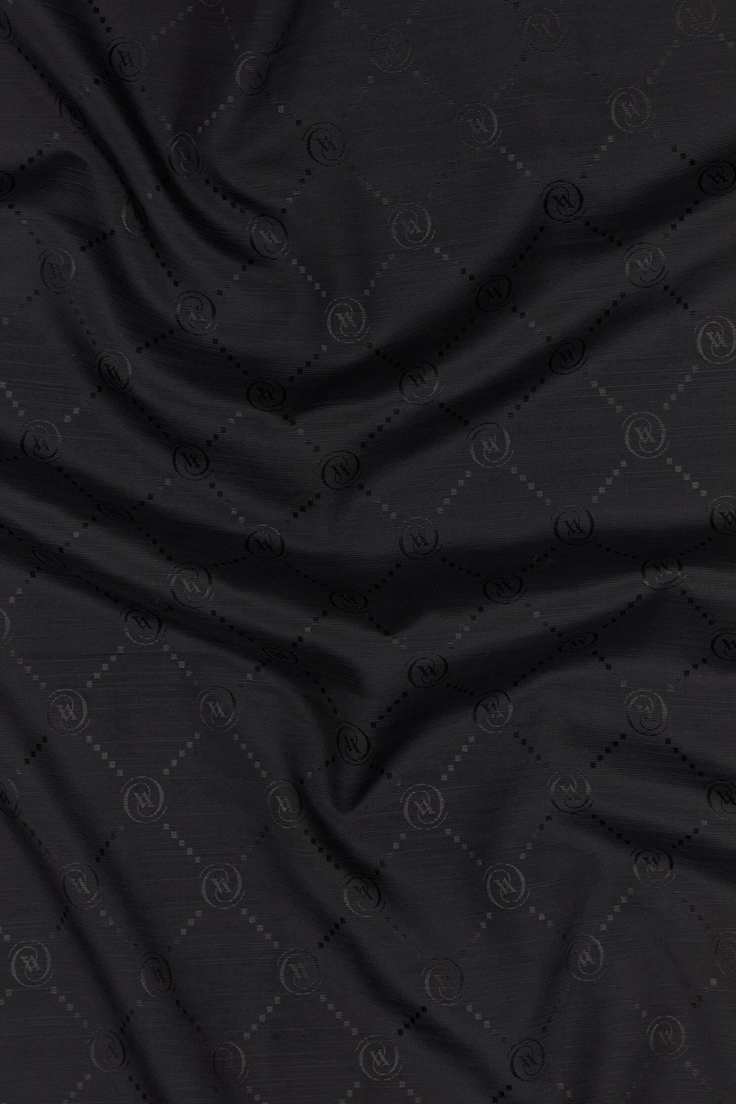Vakko Monogram Pamuk İpek Eşarp 40828-Siyah