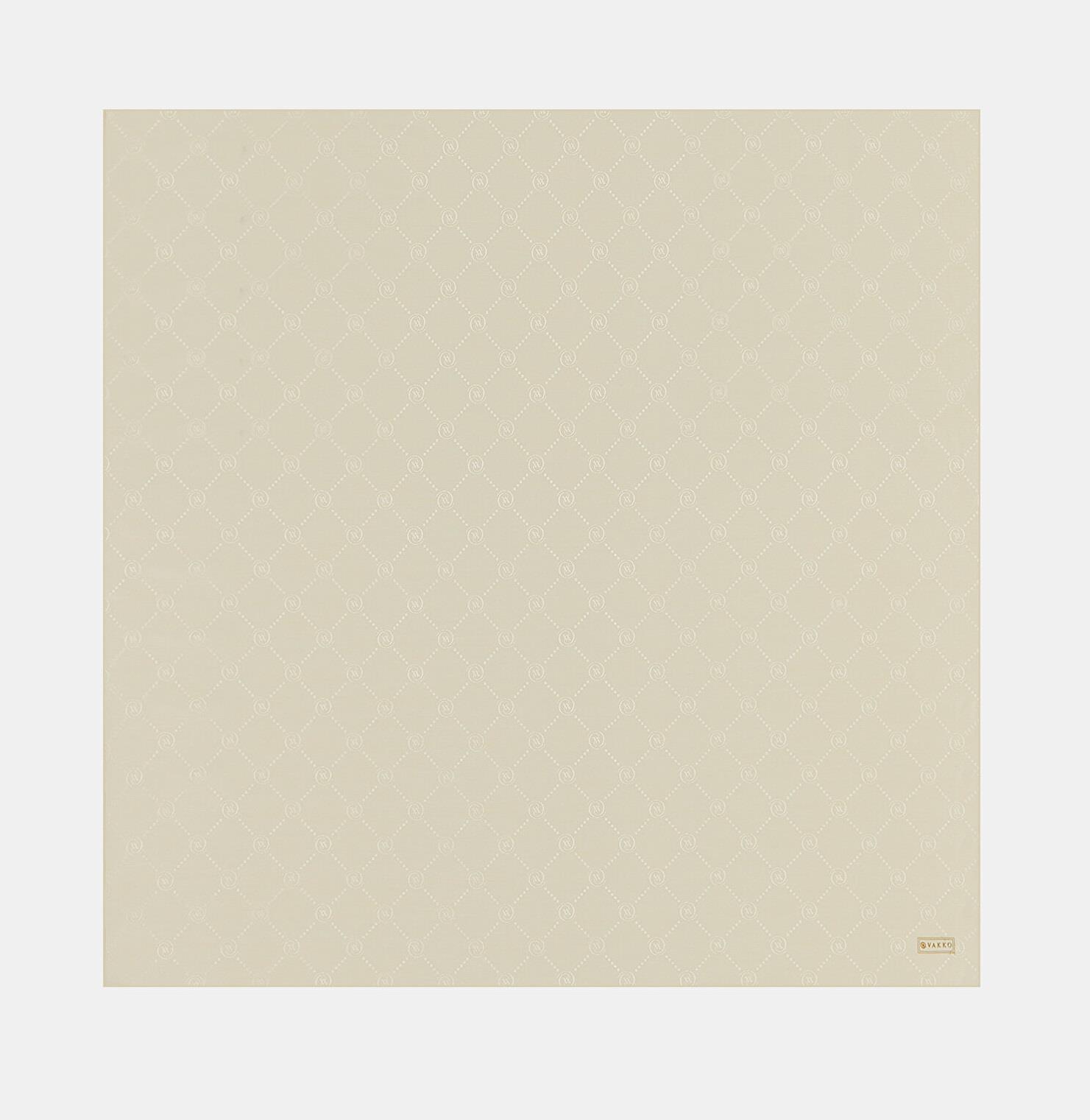 Vakko Monogram Pamuk İpek Eşarp 40828-Ekru
