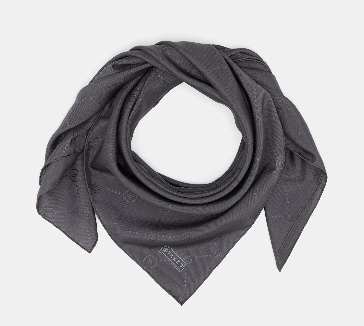 Vakko Monogram Pamuk İpek Eşarp 40828-Antrasit