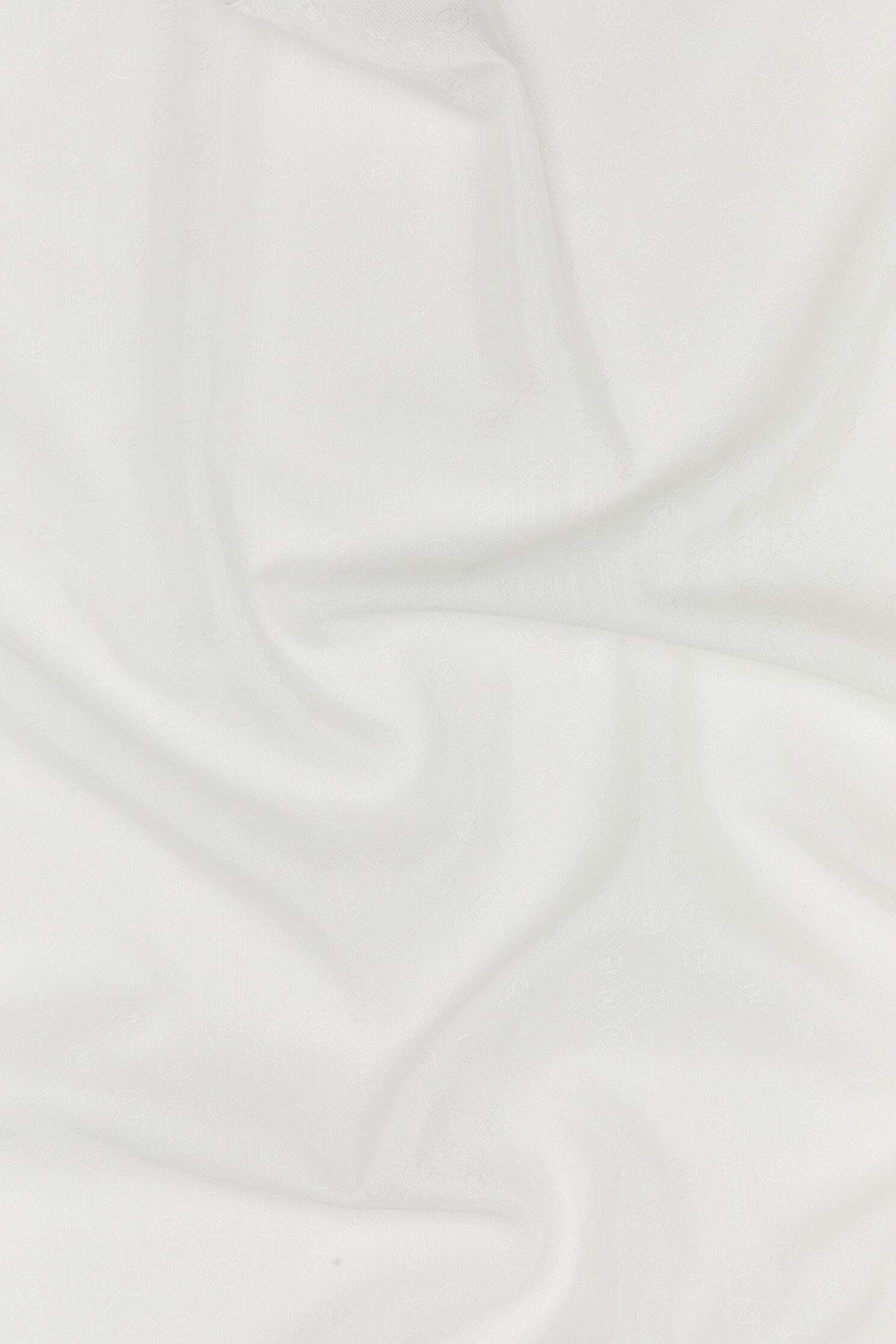 Vakko Monogram Pamuk İpek Eşarp 40829-Beyaz