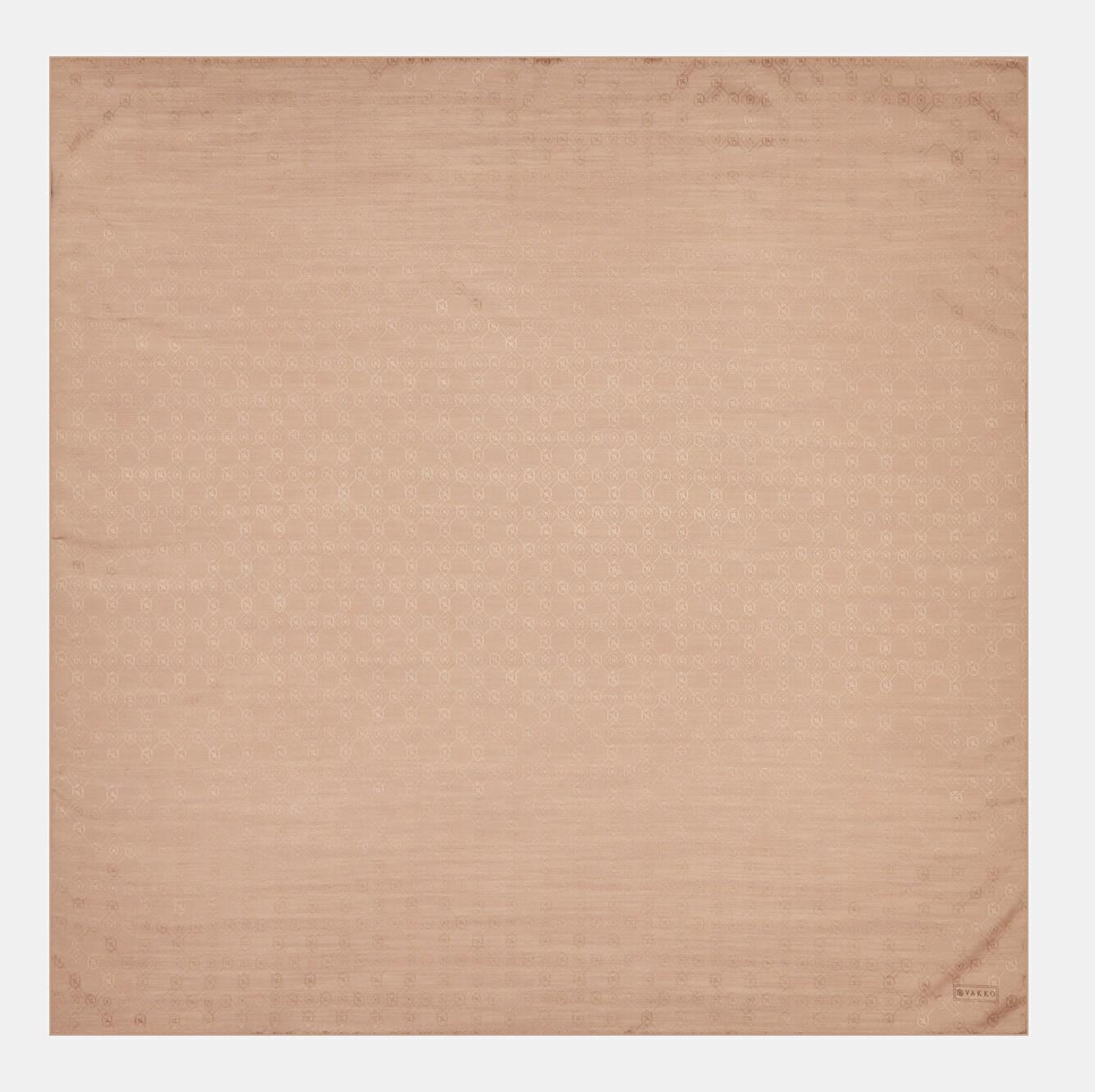 Vakko Monogram Pamuk İpek Eşarp 40829-Kum