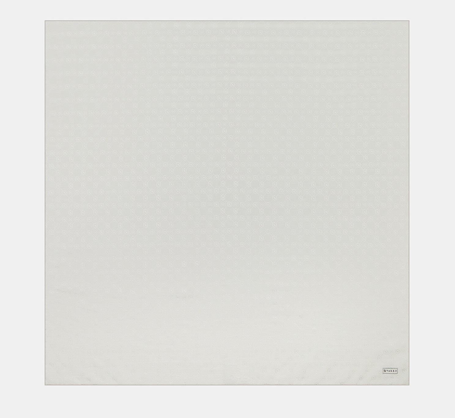 Vakko Monogram Pamuk İpek Eşarp 40829-Beyaz