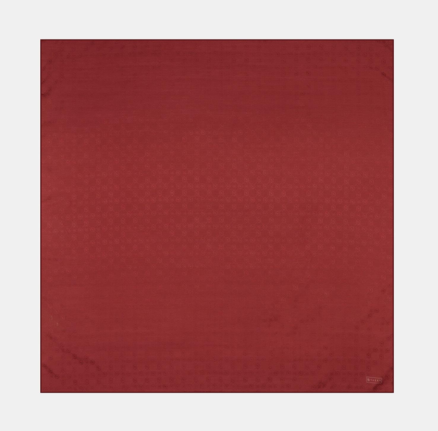 Vakko Monogram Pamuk İpek Eşarp 40829-Bordo
