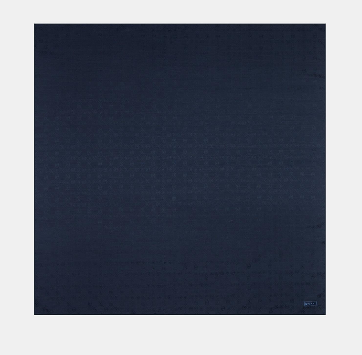 Vakko Monogram Pamuk İpek Eşarp 40829-Lacivert