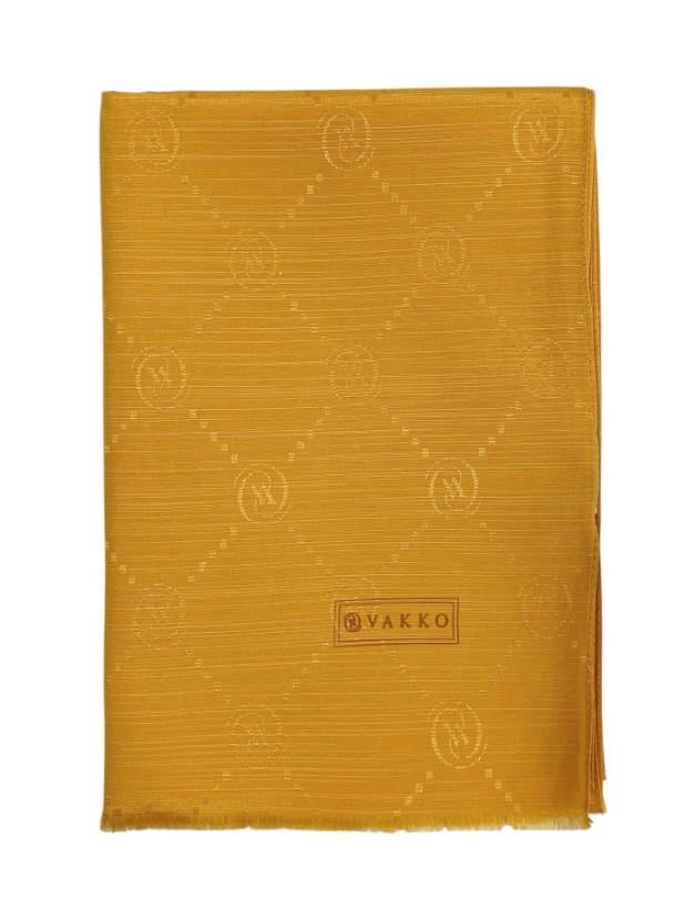 Vakko Monogram Pamuk İpek Şal 30011260-Koyu Sarı
